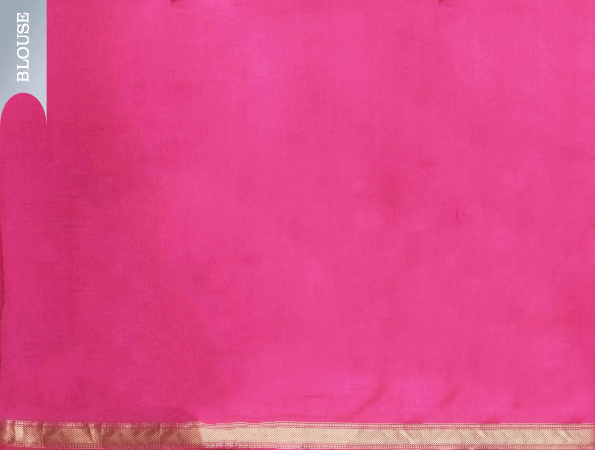 Mustard Yellow and Rani Pink Banarasi Chanderi Saree Mokshaa