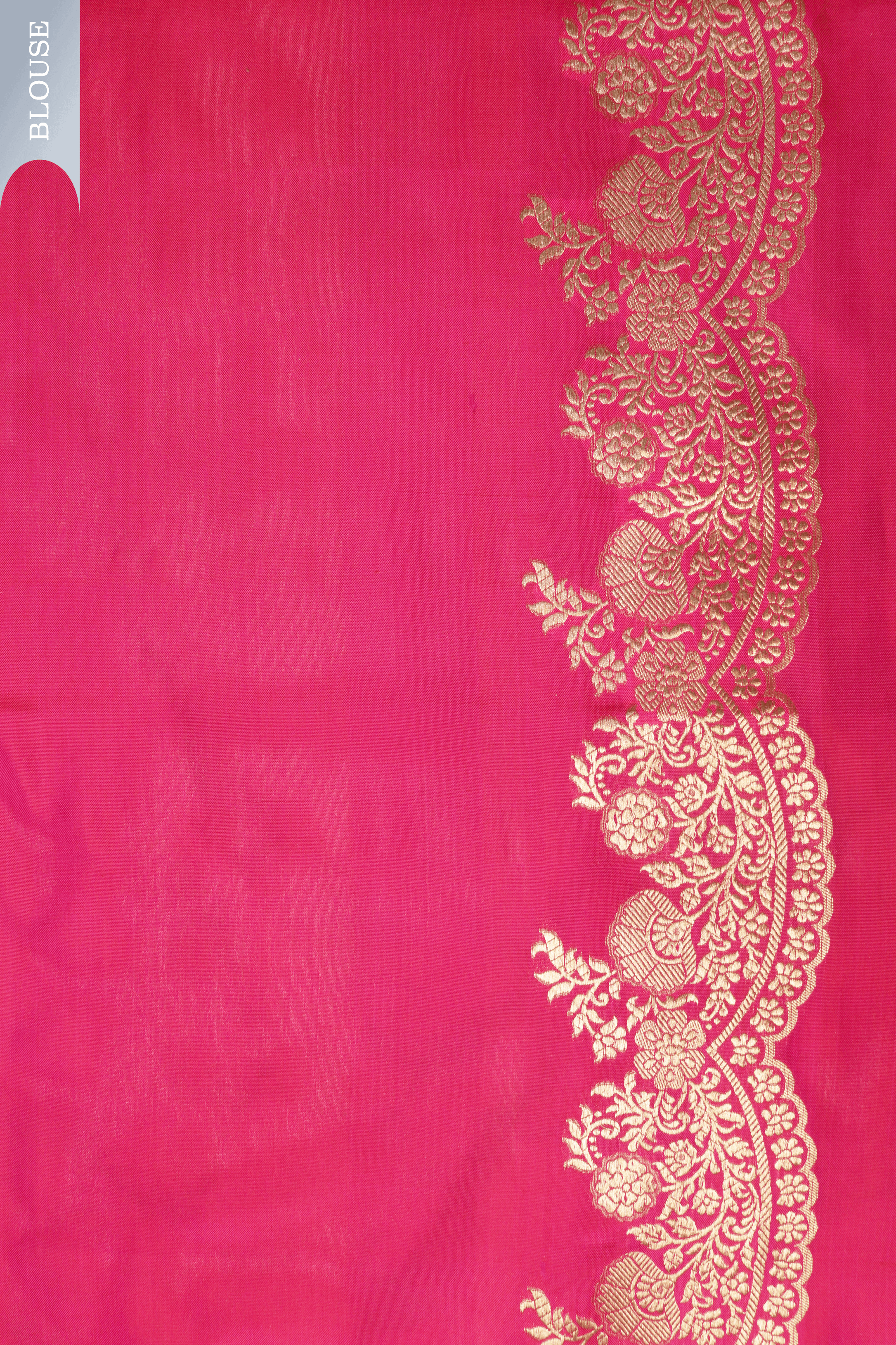 Rani Pink Banarasi Silk Saree with Gold Floral Brocade  Mokshaa