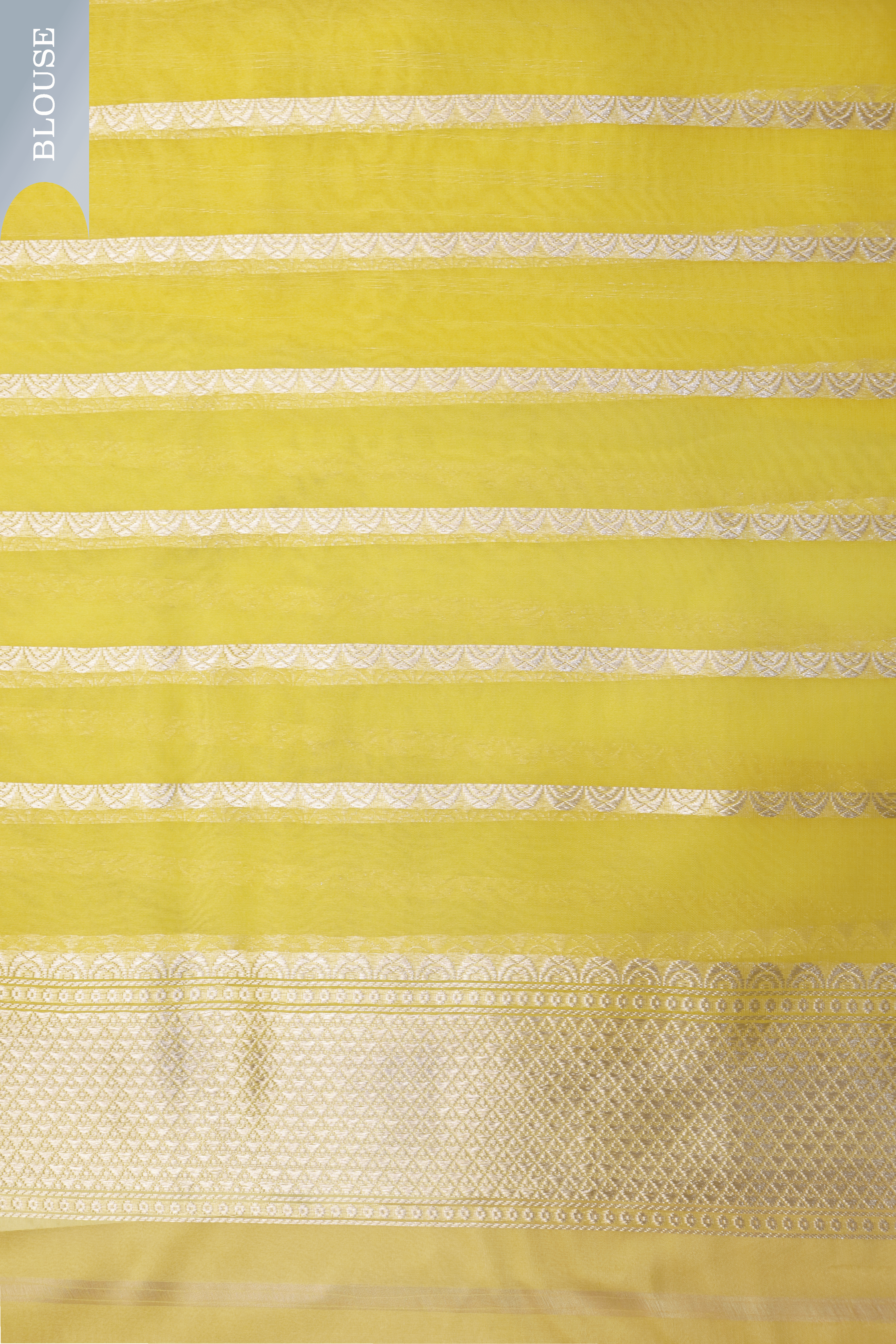 Canary Yellow Banarasi Kora Silk Saree Mokshaa
