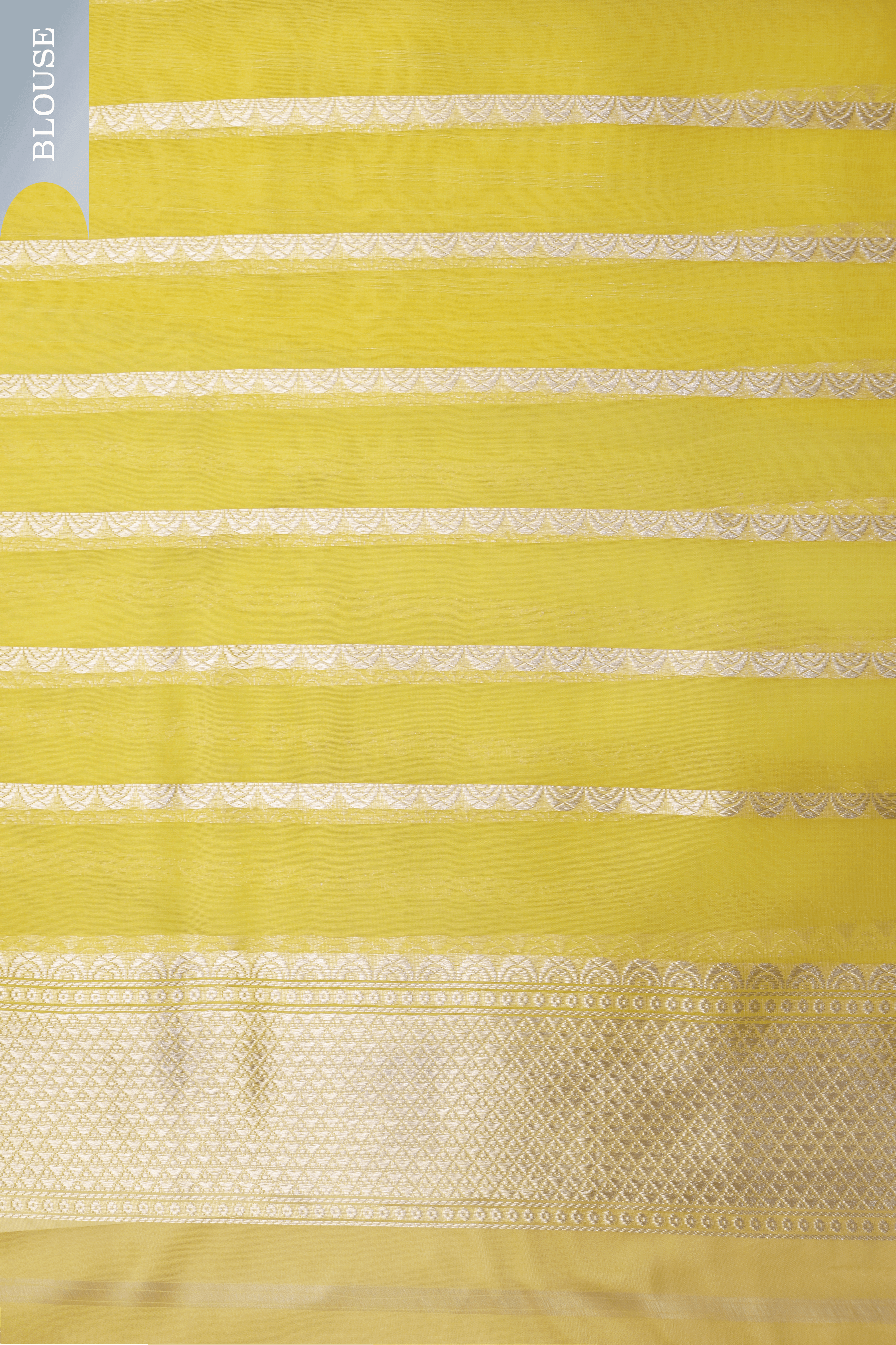 Canary Yellow Banarasi Kora Silk Saree Mokshaa