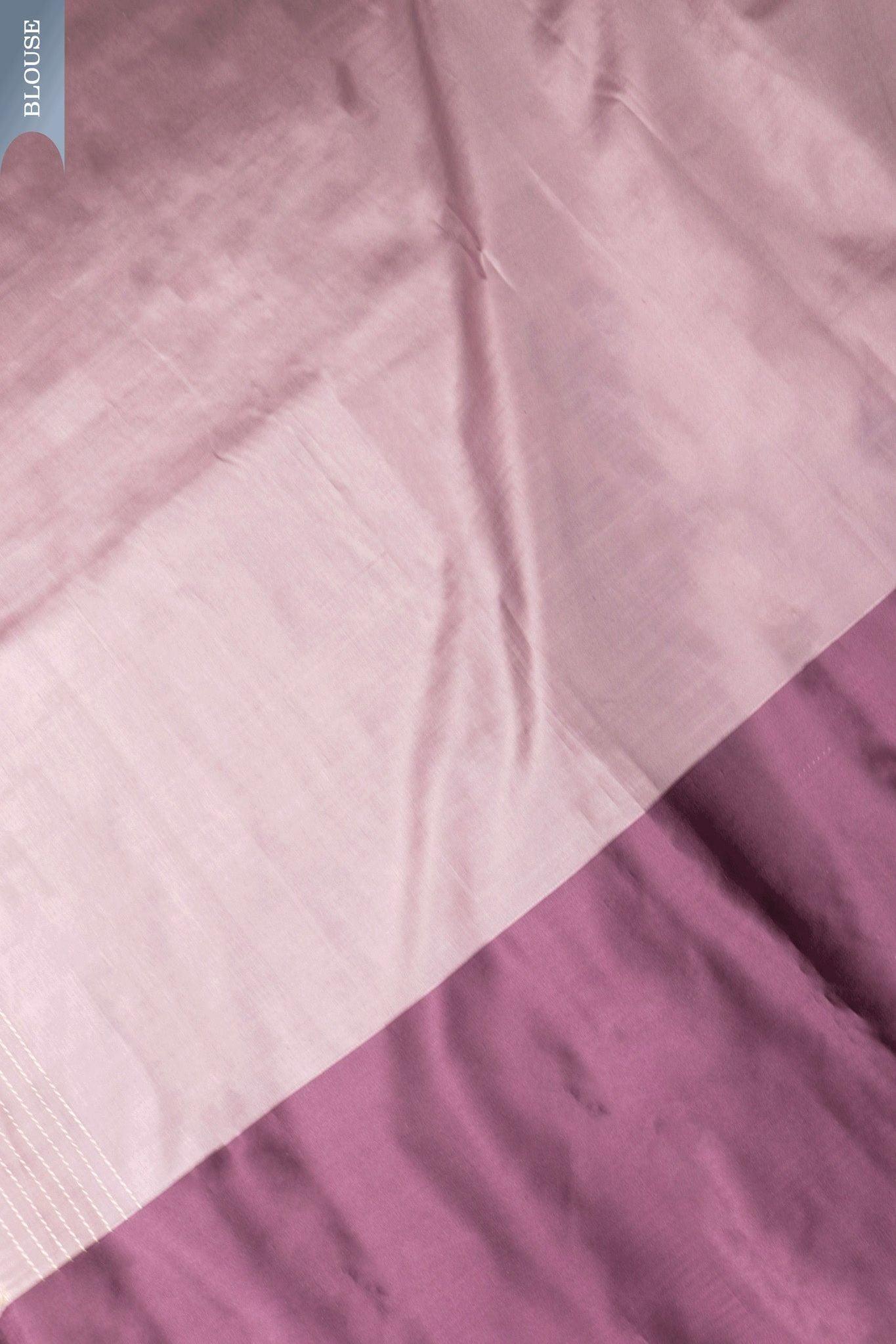 Mauve Banarasi Silk Saree with Soft Silver Zari Border Mokshaa