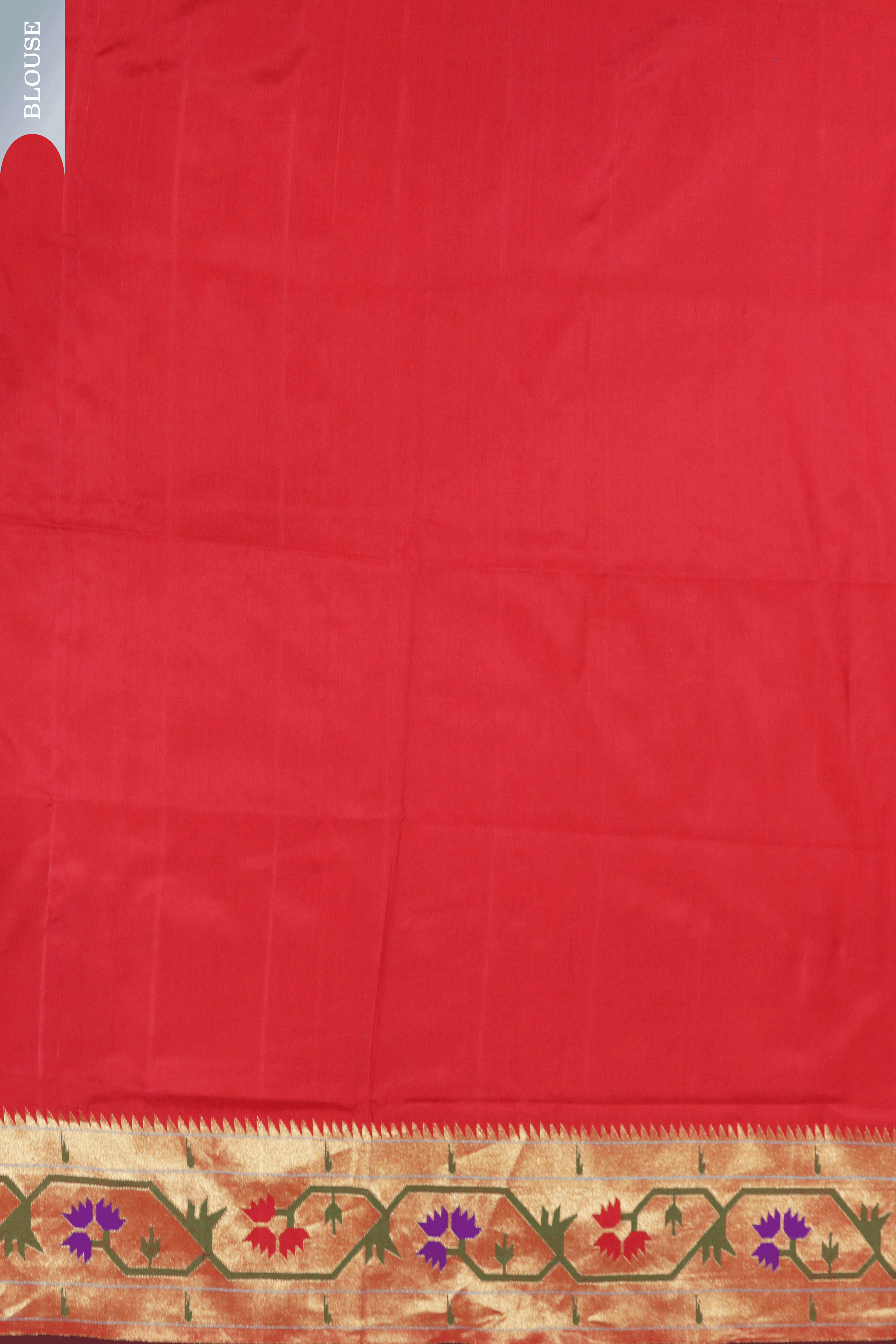 Classic Red Paithani Saree with Gold Zari and Lotus Motifs Mokshaa