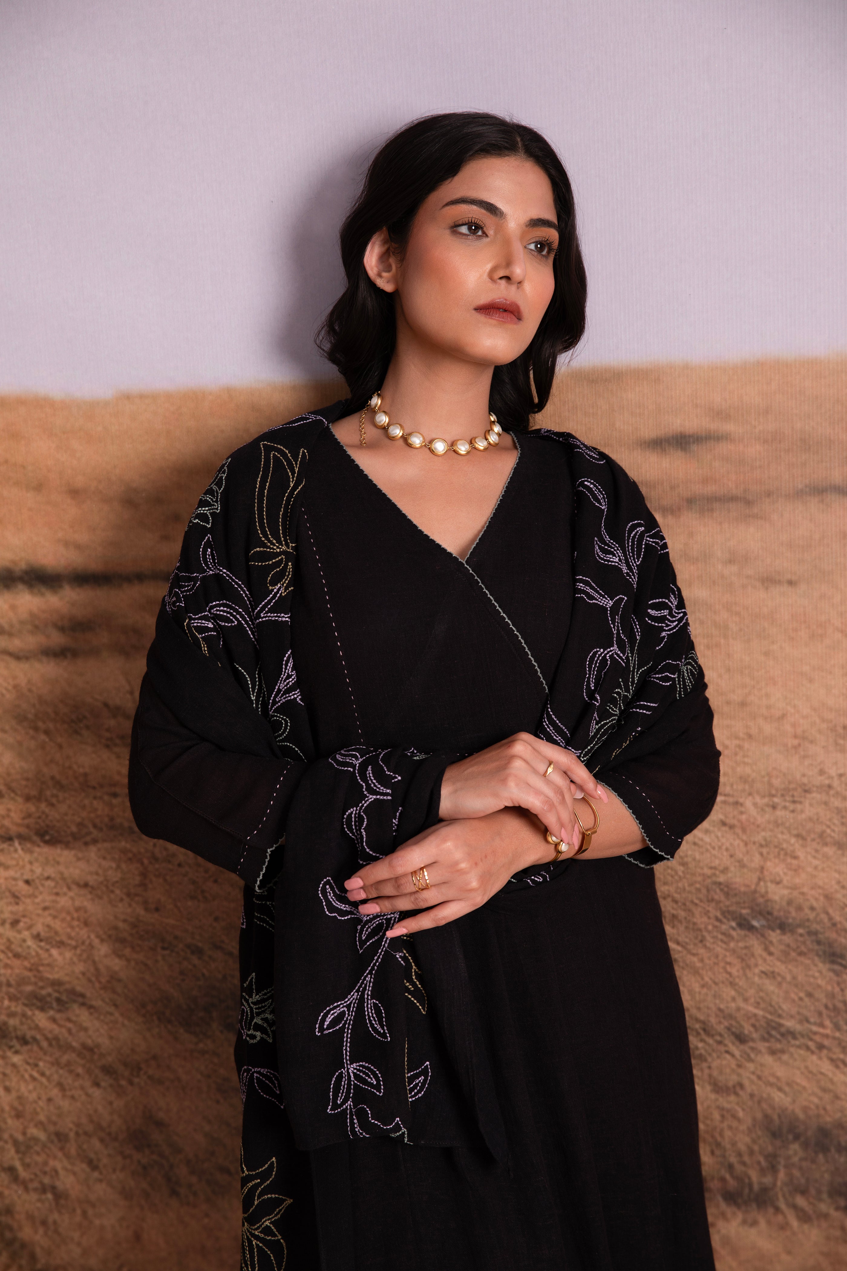 Black Linen Salwar Set