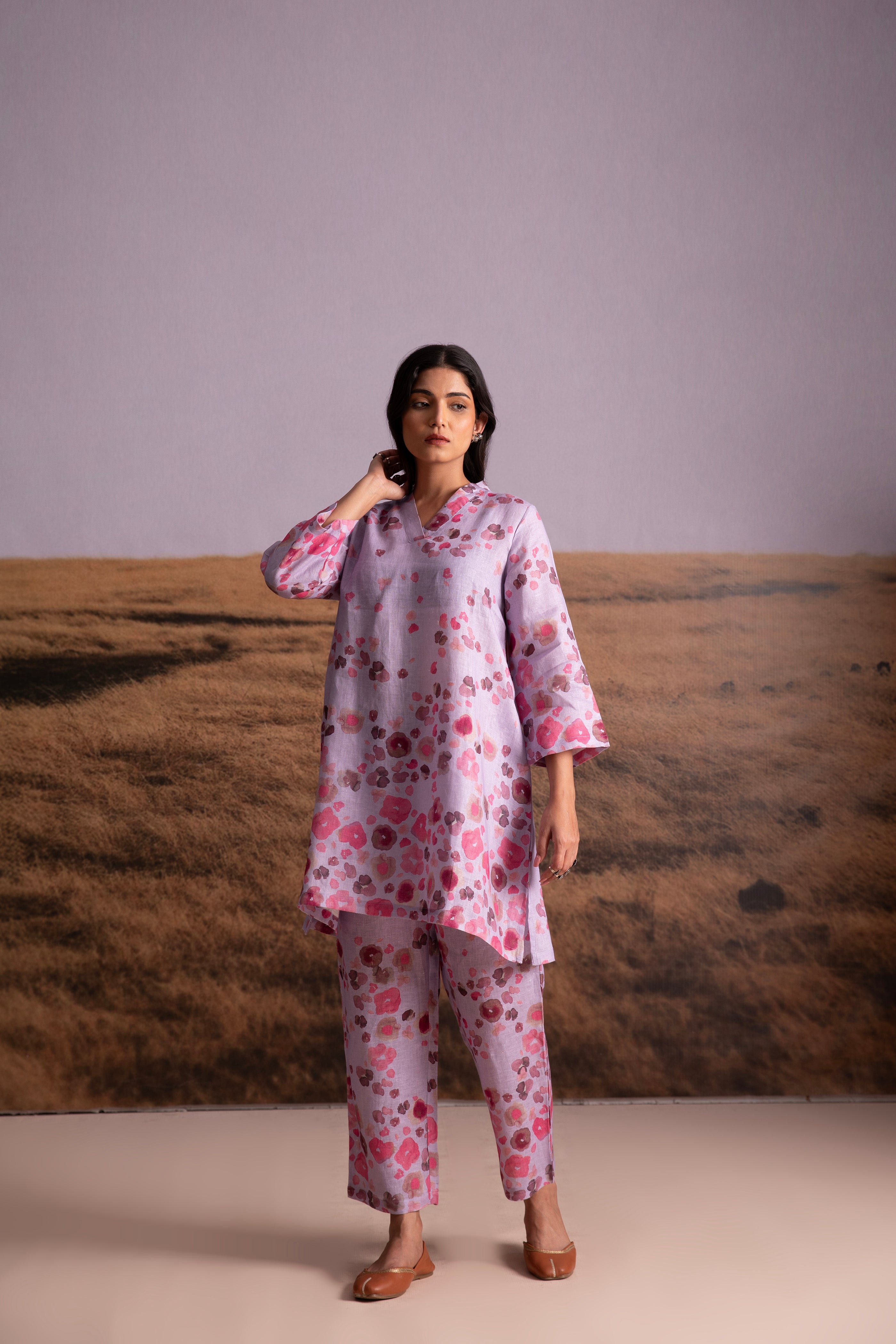 Pure Hemp Floral Co-ord Set-Lavender