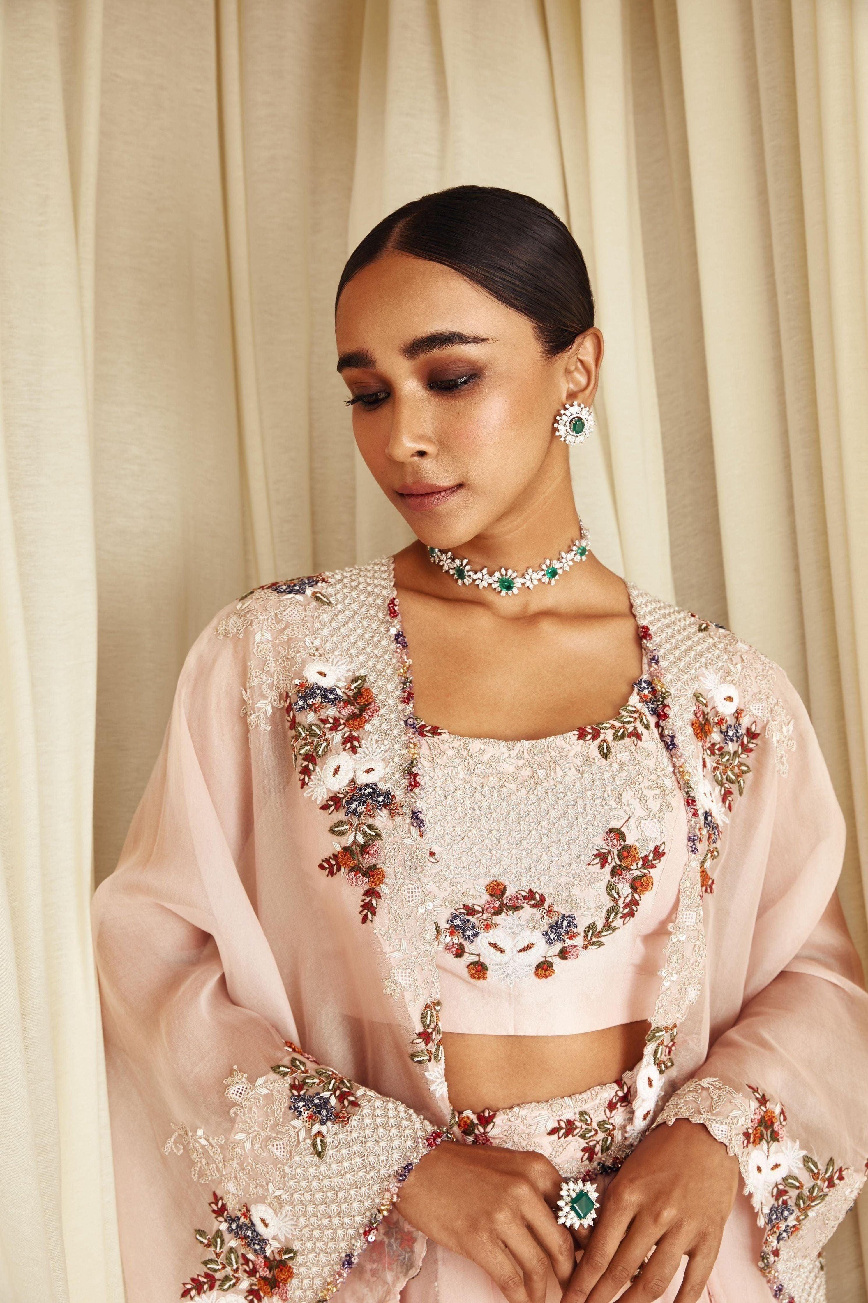 Flamingo Multithread Skirt Set Mokshaa