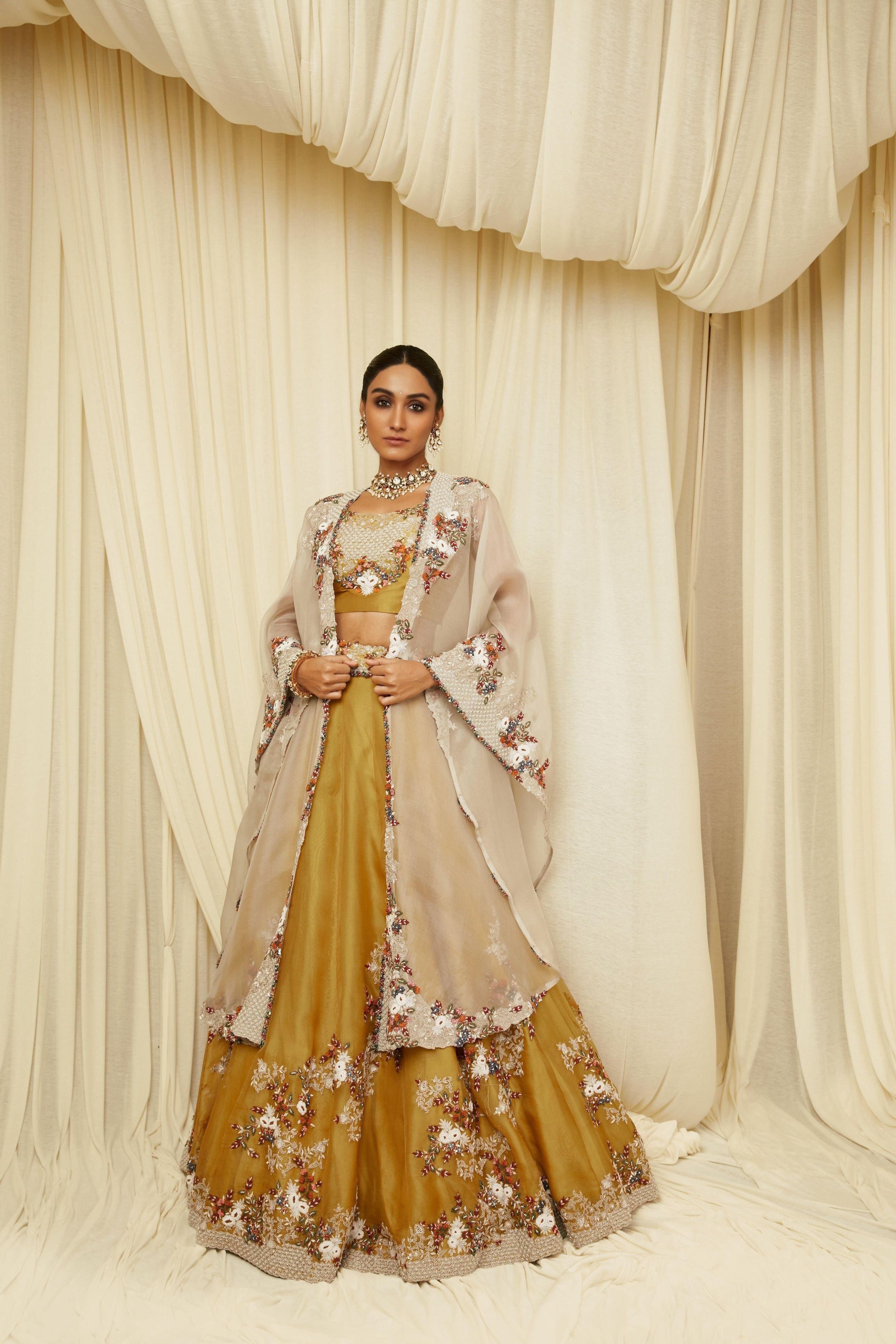 Mustard Multithread Lehenga Set - Mokshaa