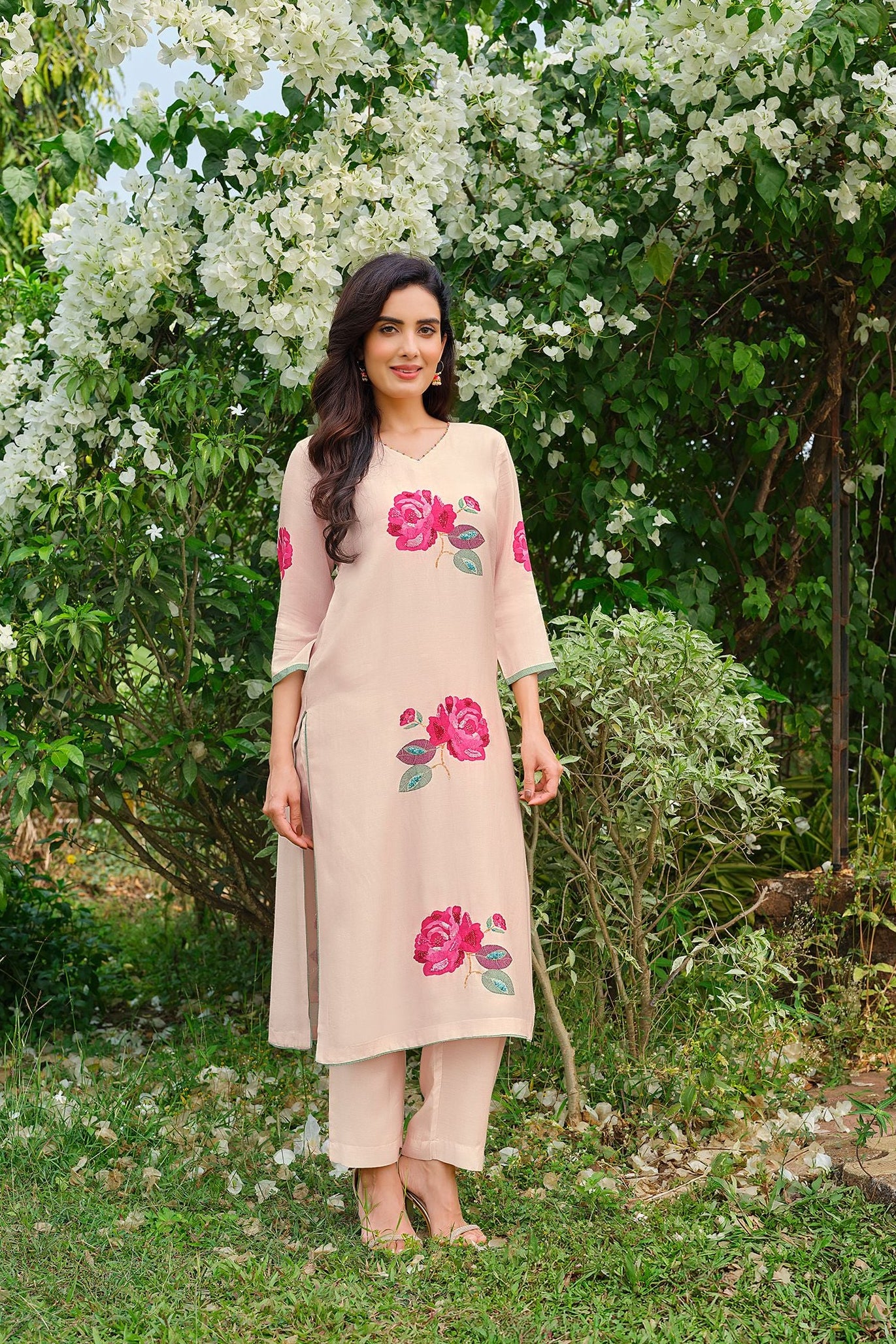 Biege printed Kurta Set