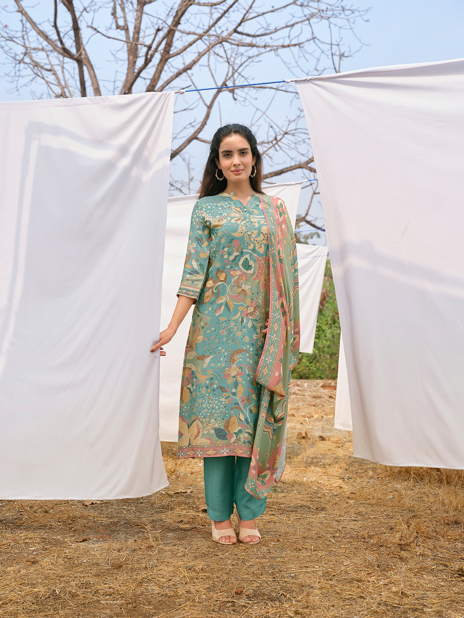 Green Printed Salwar Set