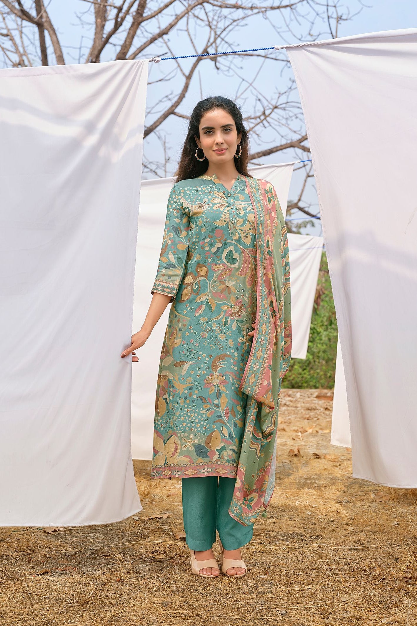 Green Printed Salwar Set