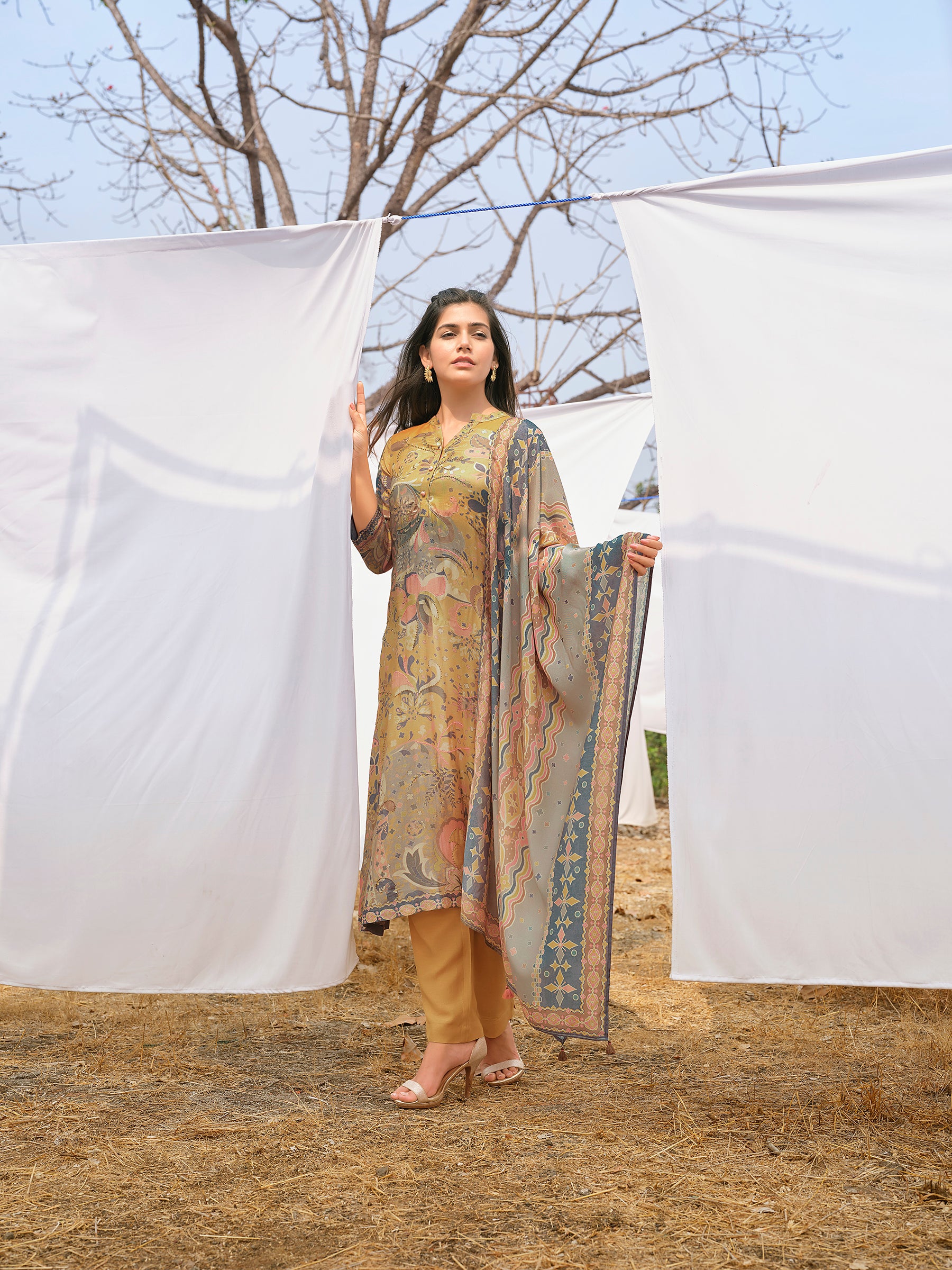 Mustard Printed Salwar Set