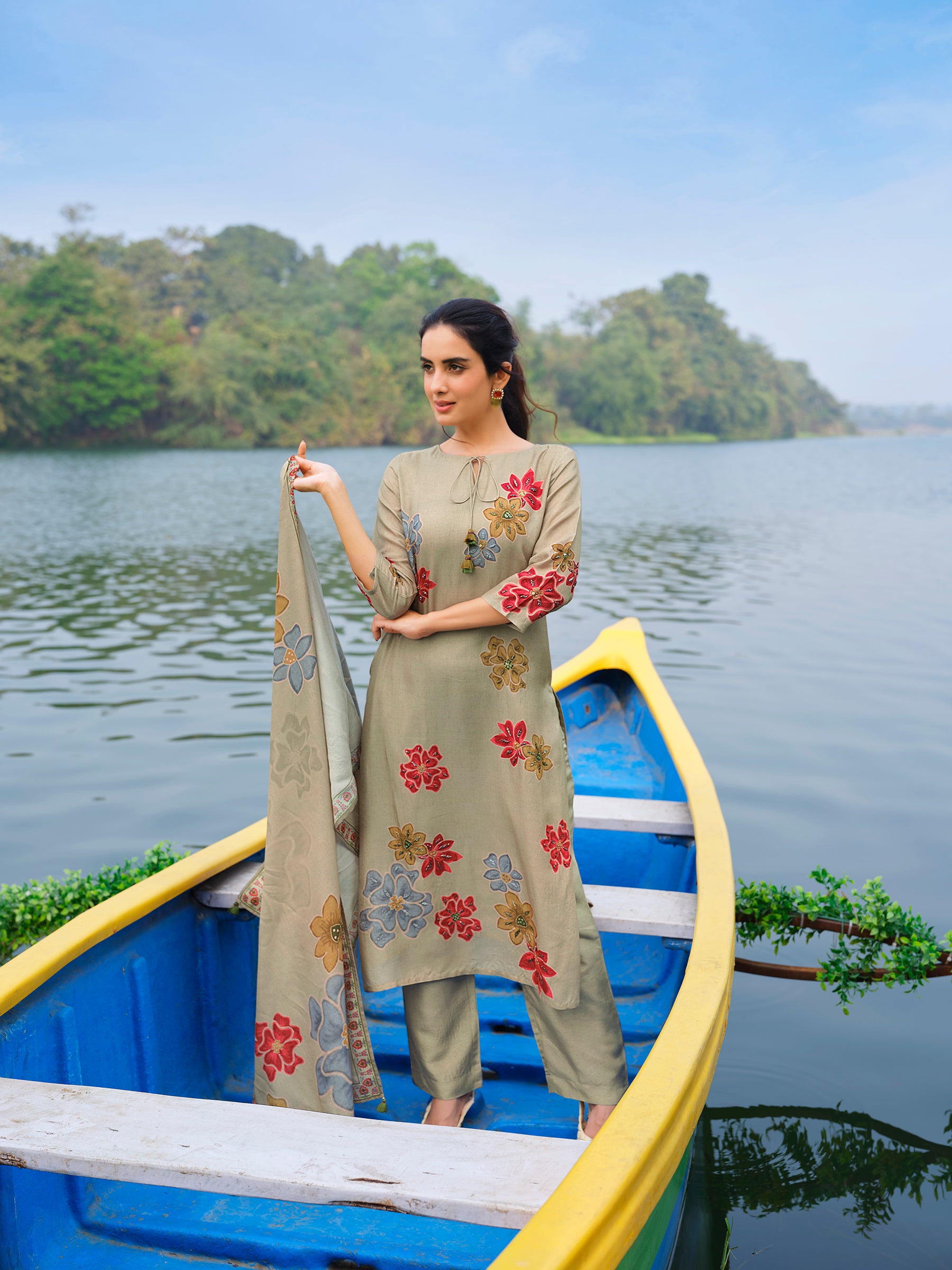 Beige Printed Salwar Set