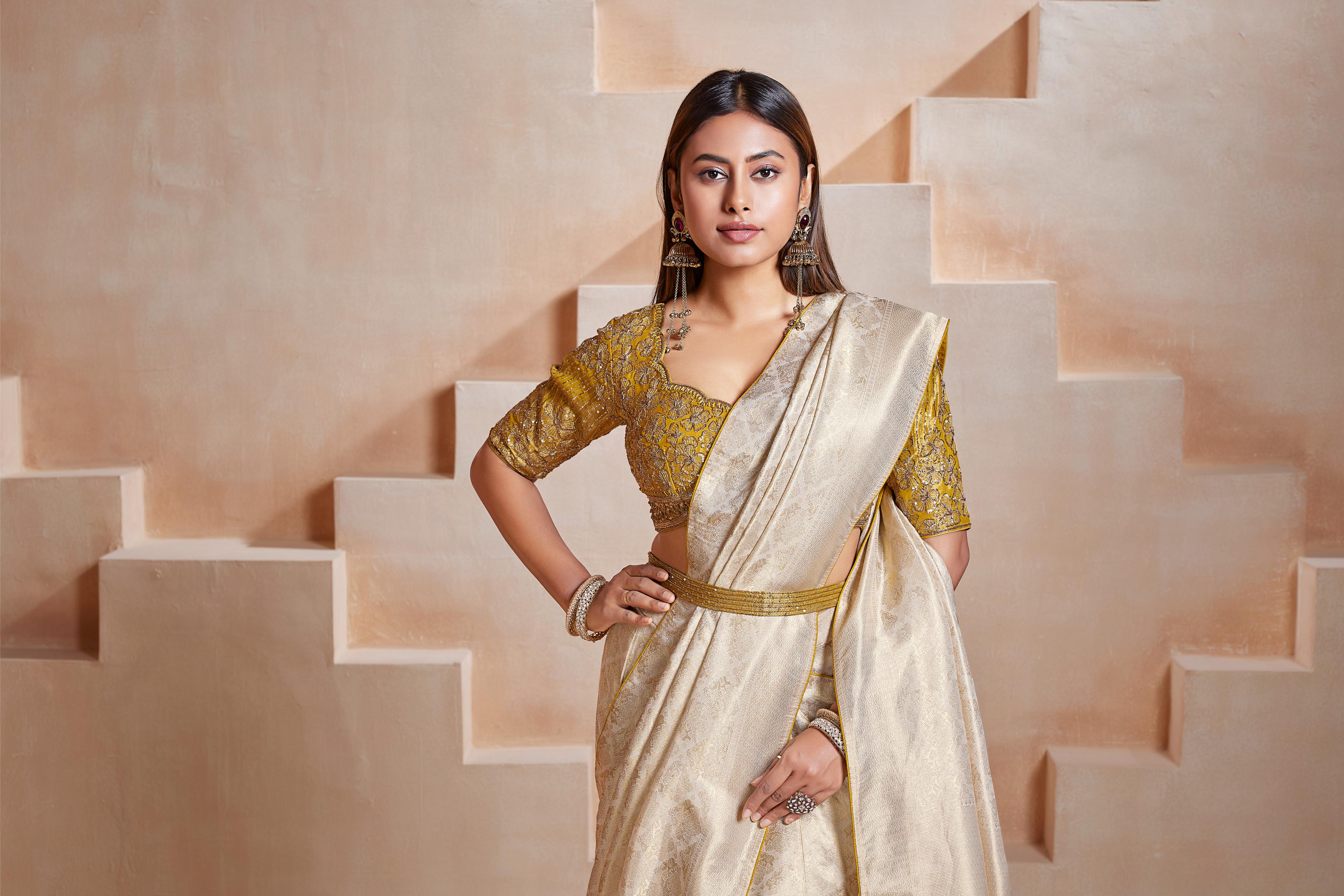 Champagne Gold Banarasi Saree