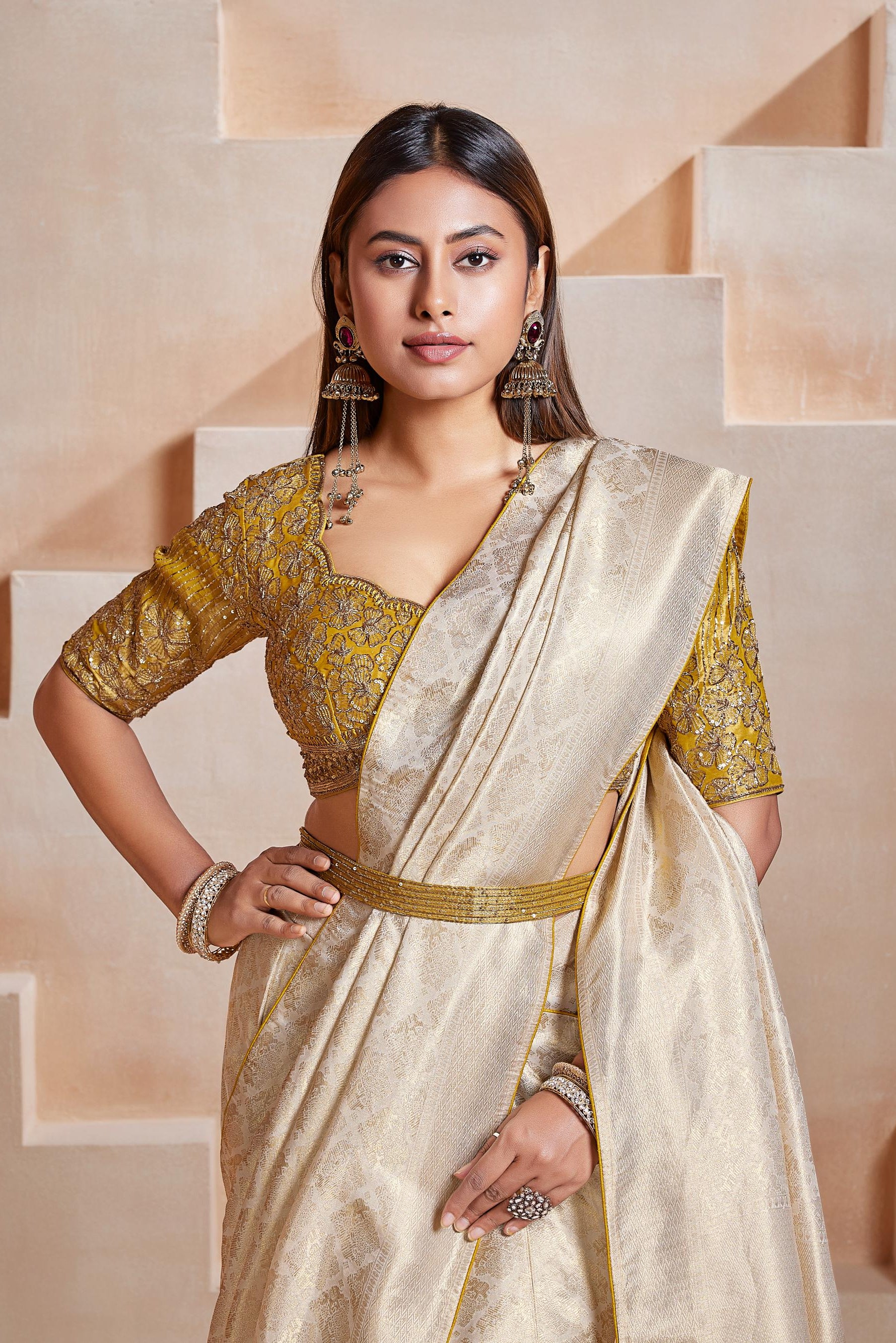Champagne Gold Banarasi Saree