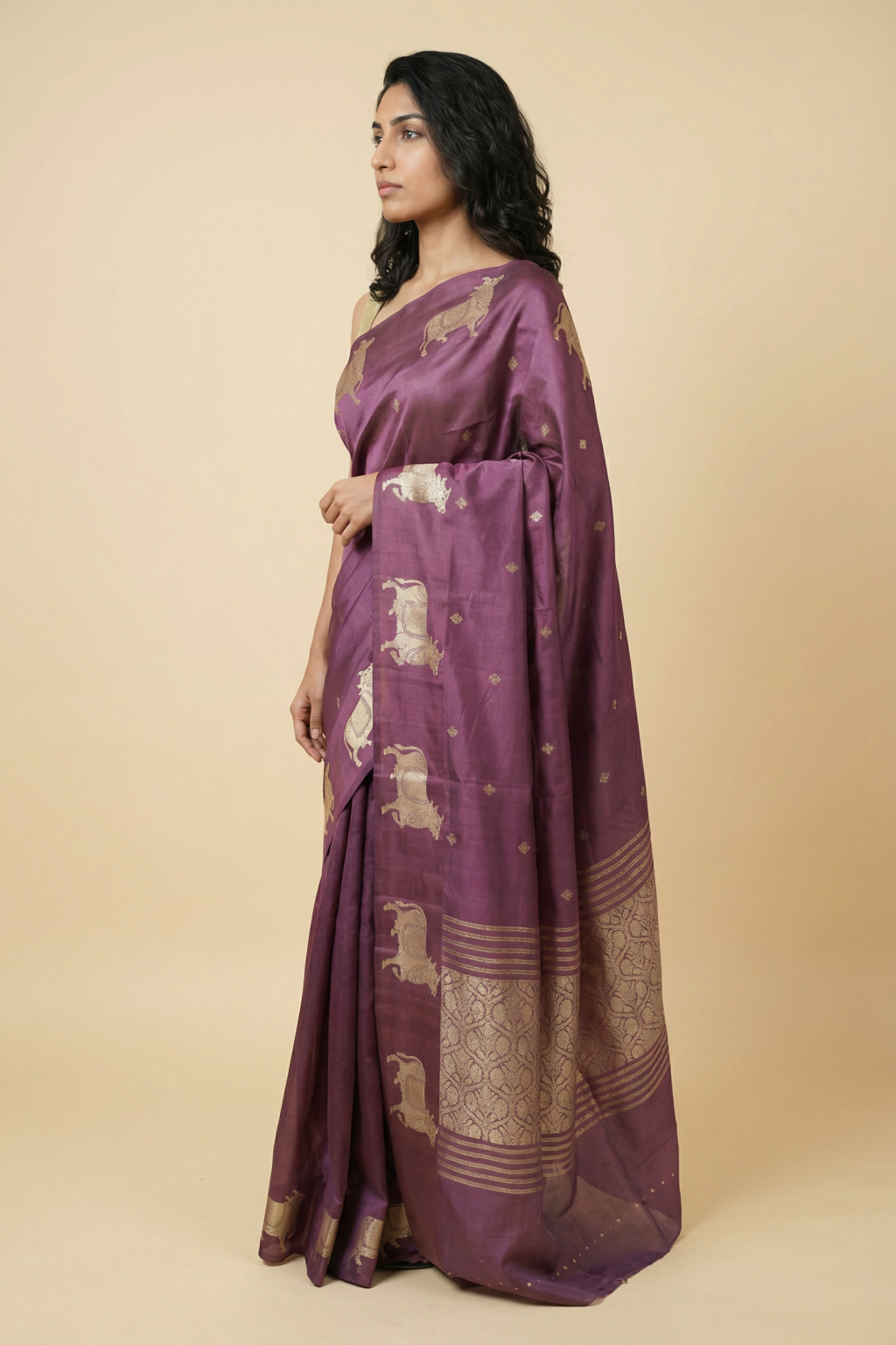 Dusty Pink Banarasi Chanderi Silk Saree