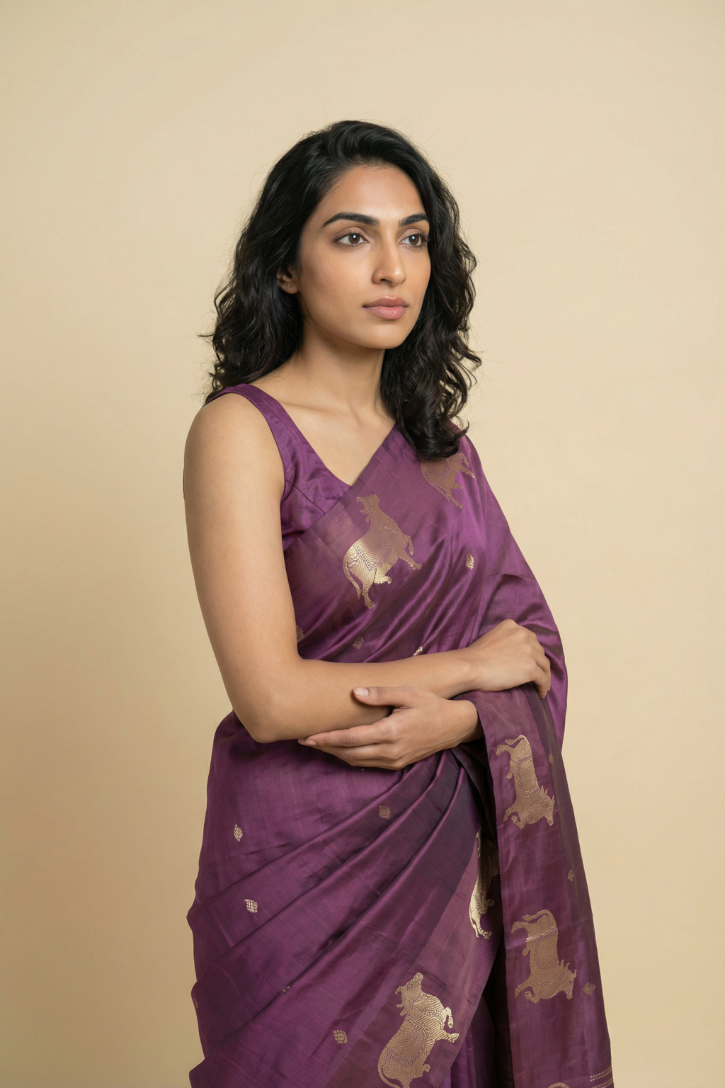 Dusty Pink Banarasi Chanderi Silk Saree