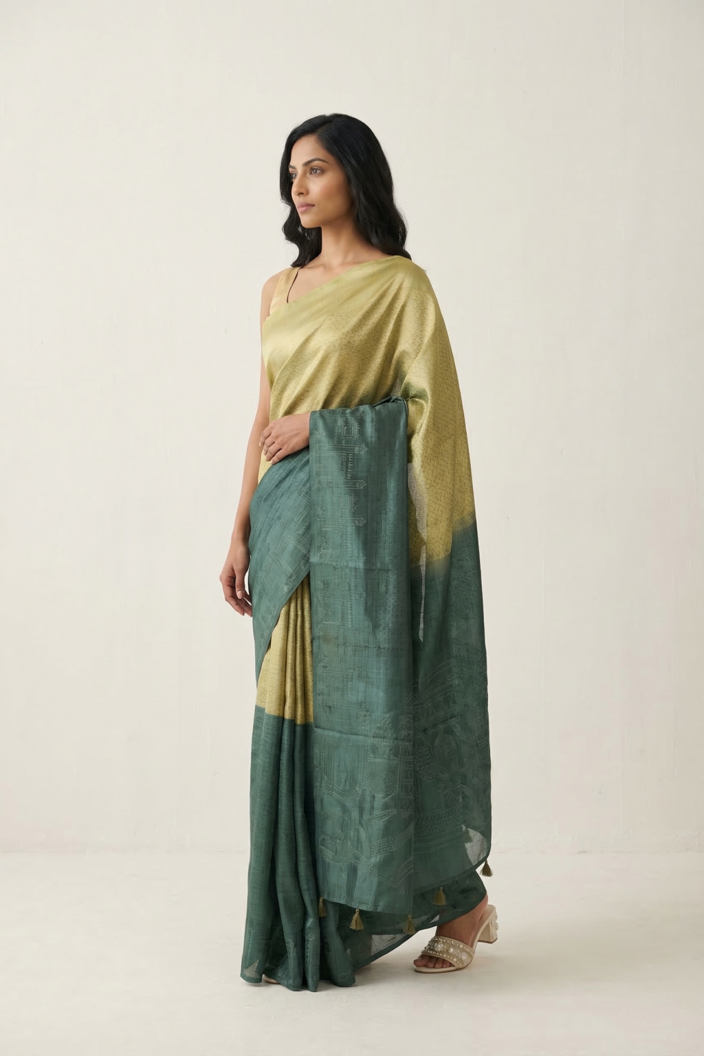 Shaded Tussar Silk Saree