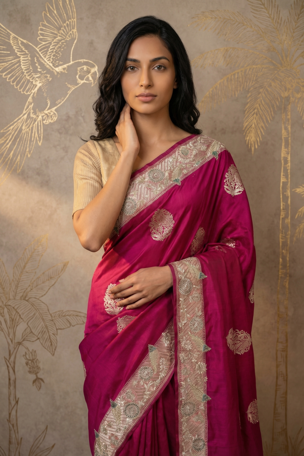 Magenta Pink Banarasi Silk Zari Saree