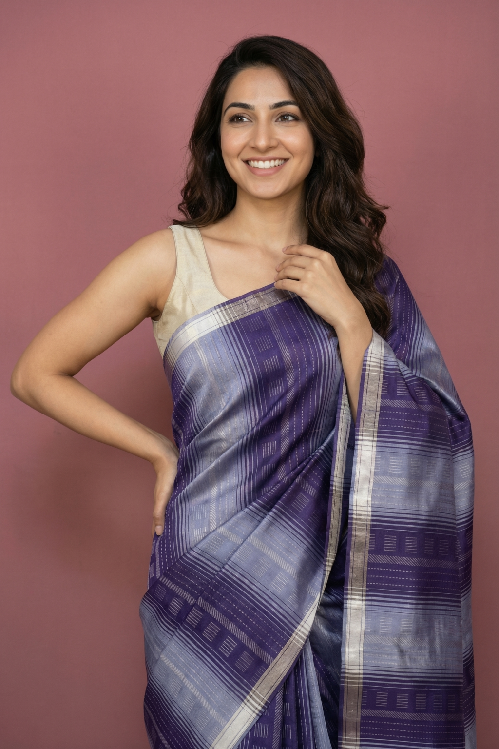 Purple Soft Silk Saree with Fancy Zari Weaving