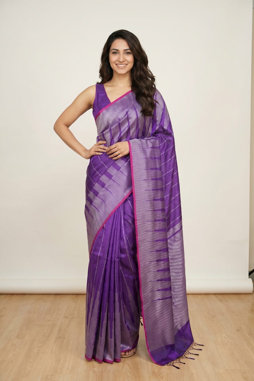 Purple Chanderi Silk Saree