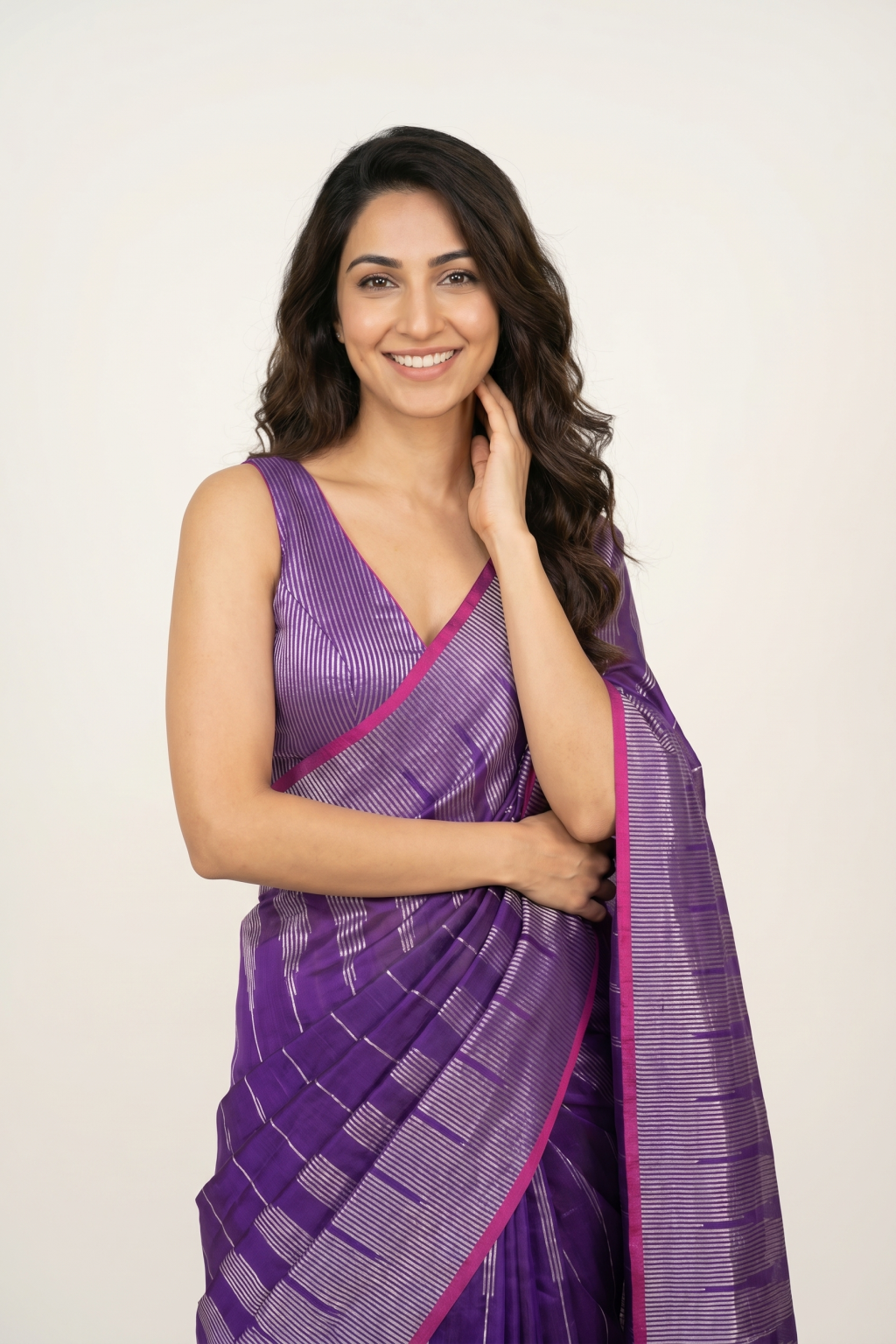 Purple Chanderi Silk Saree