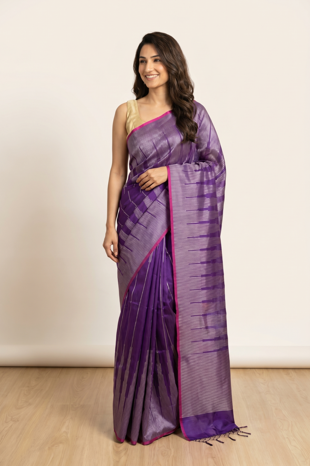 Purple Chanderi Silk Saree