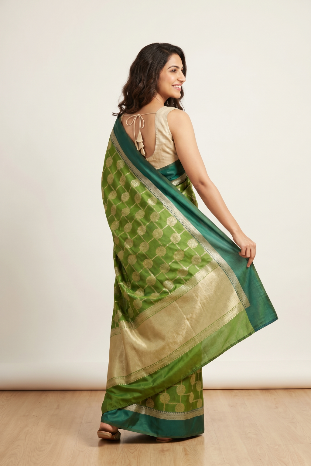 Parrot Green Chanderi Silk Saree