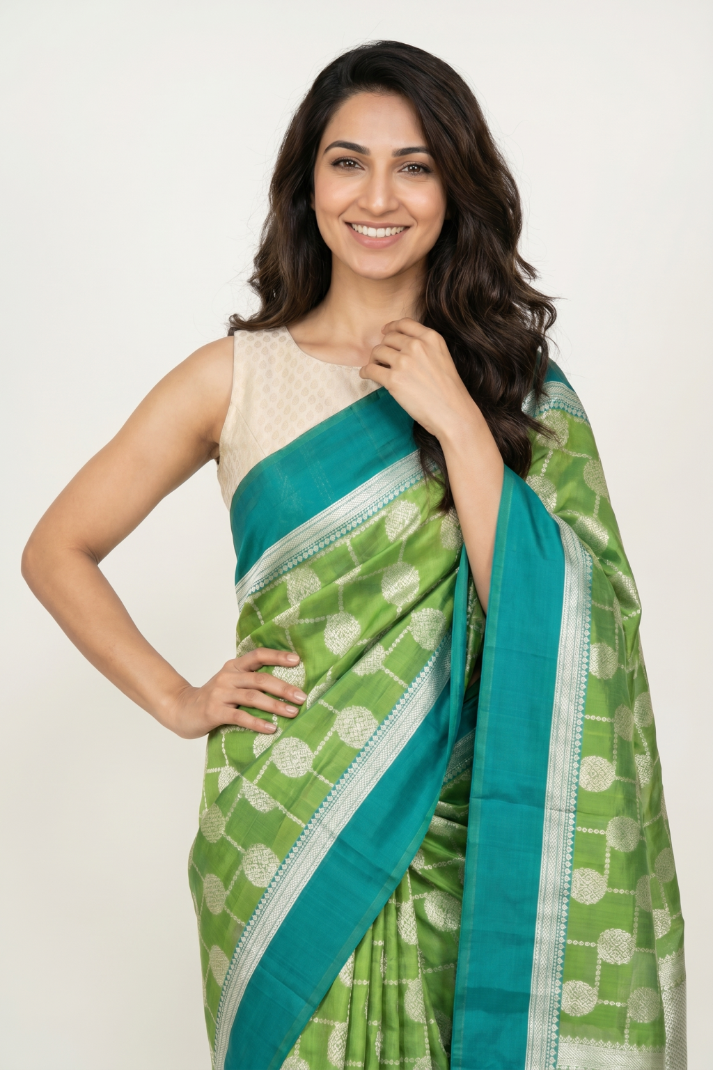 Parrot Green Chanderi Silk Saree