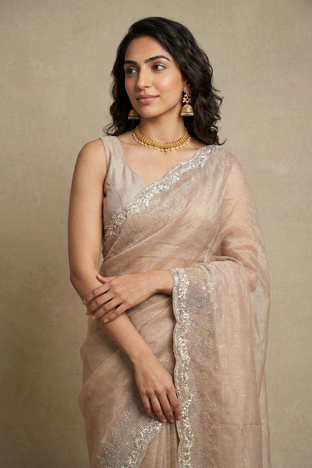 Peach Crush Tissue Saree