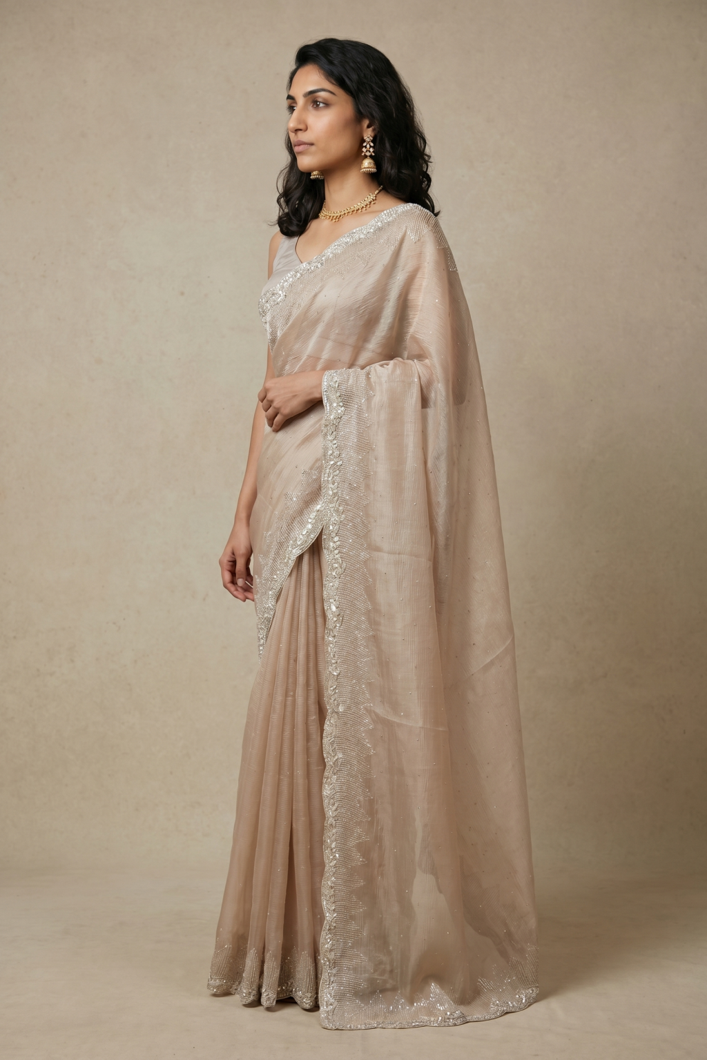 Peach Crush Tissue Saree