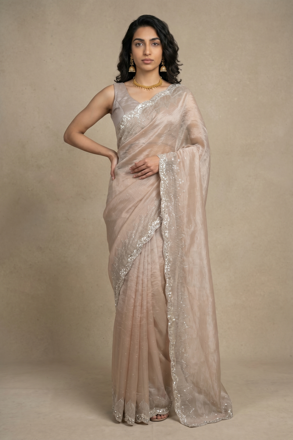 Peach Crush Tissue Saree