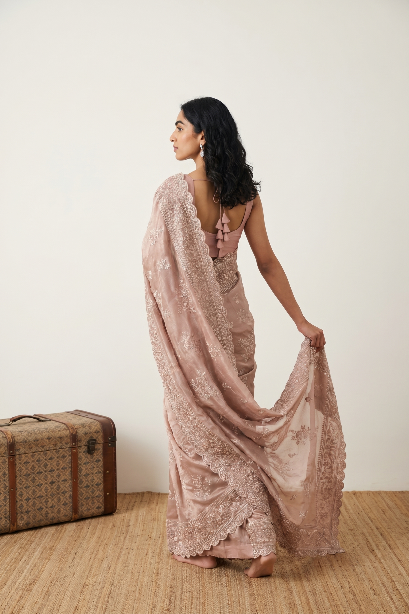 Champagne Gold Silk Tissue Saree