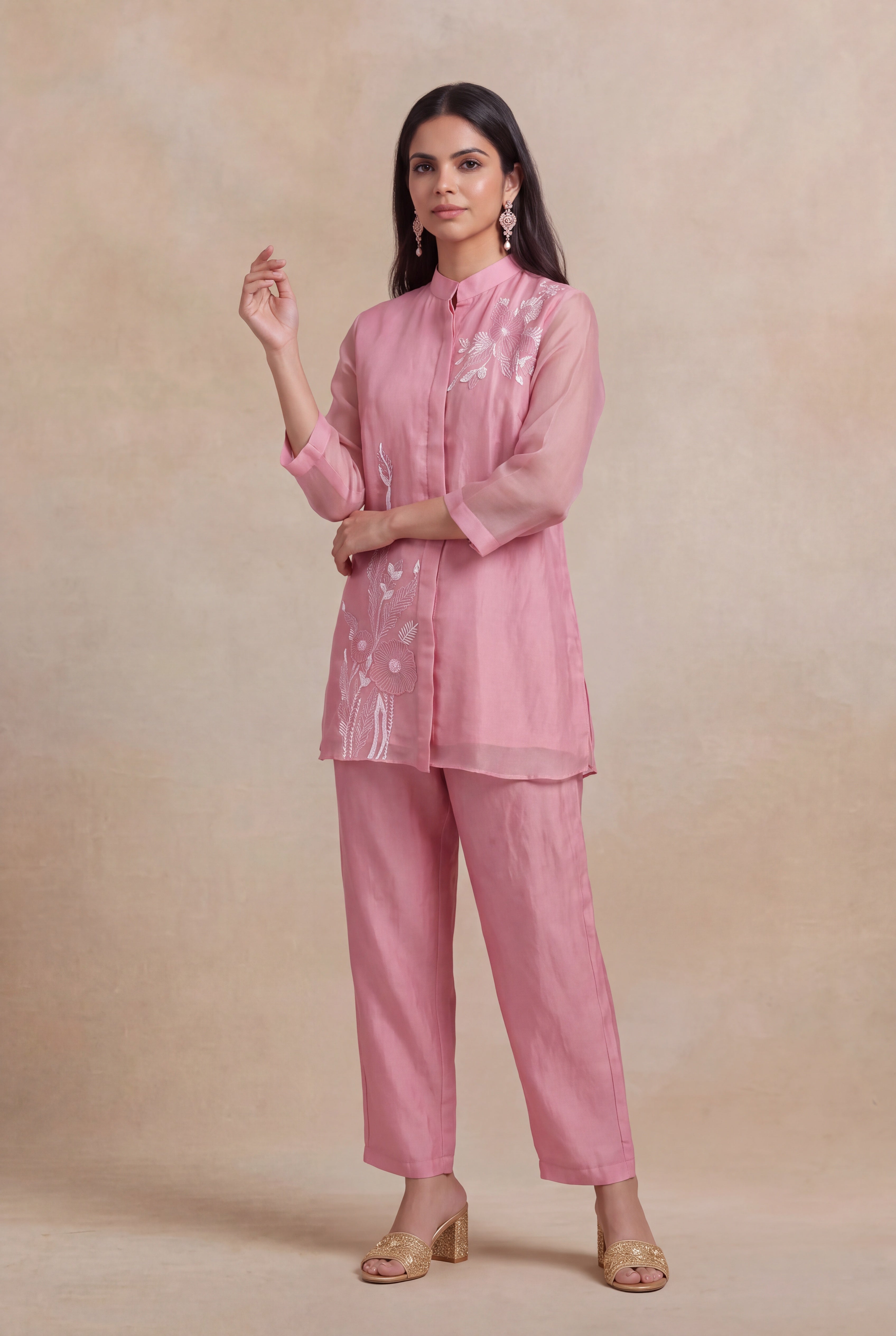 Pink Organza Co-ord Set