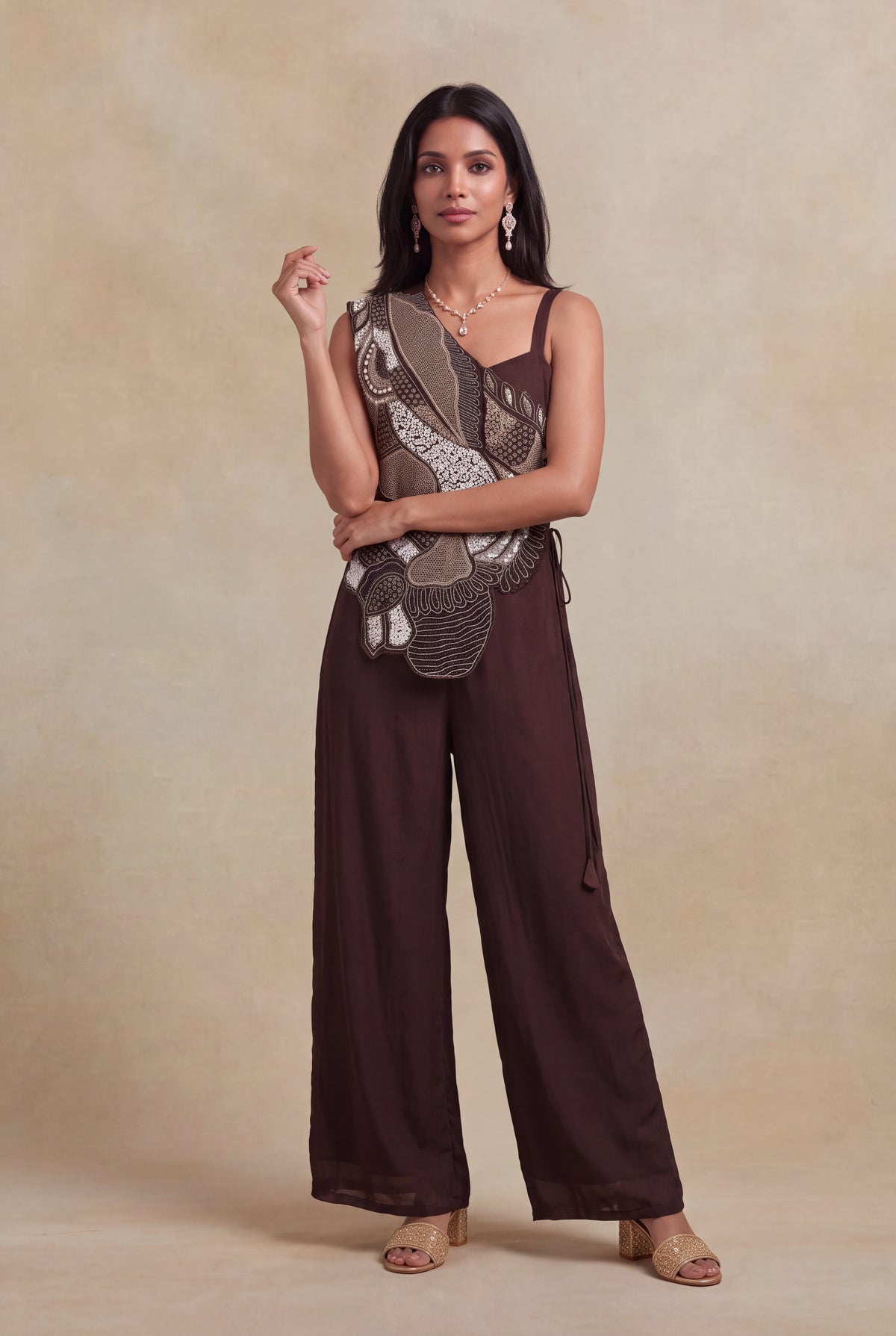 Chocolate Brown Crepe Jumpsuit