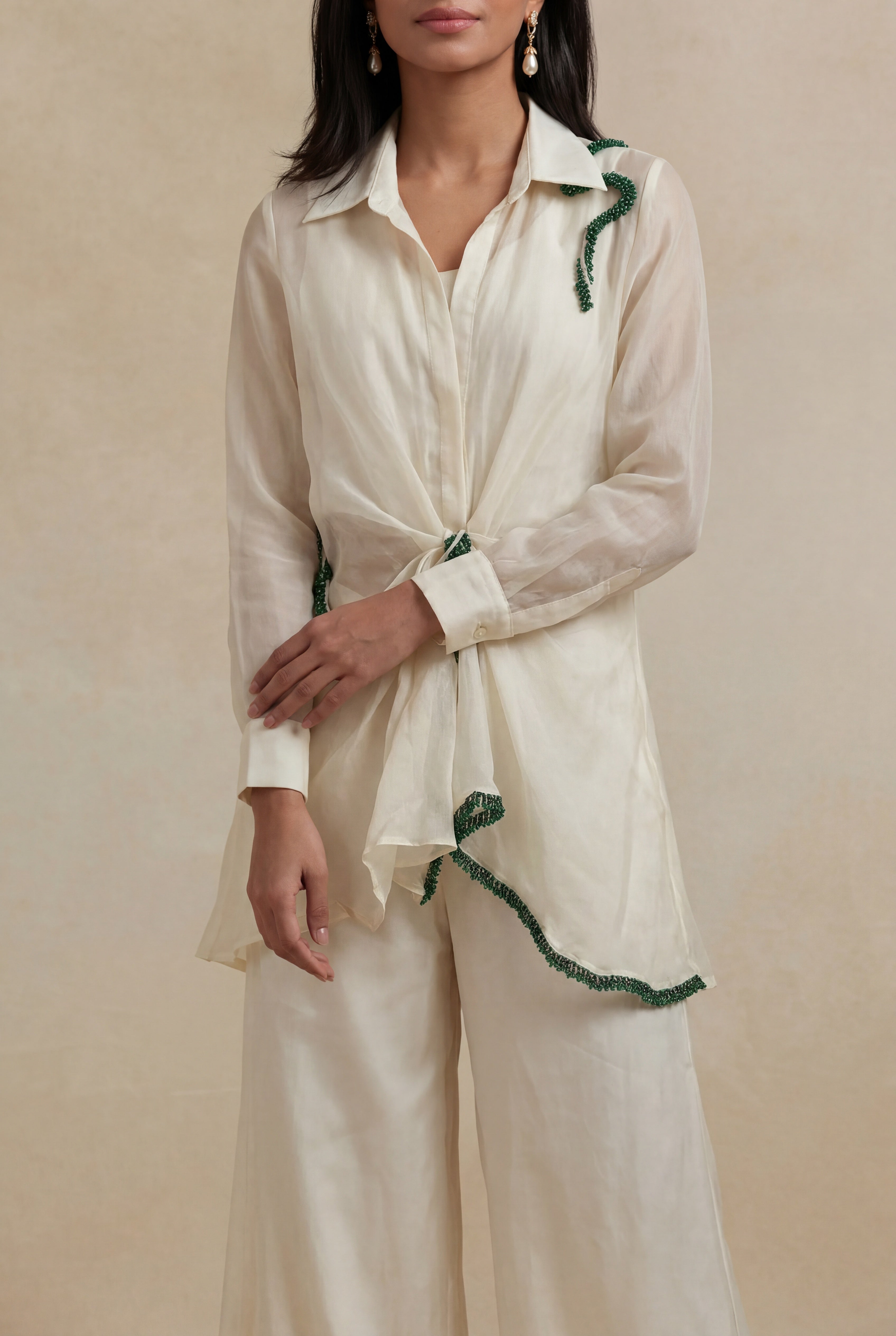 Ivory Organza Co-Ord Set