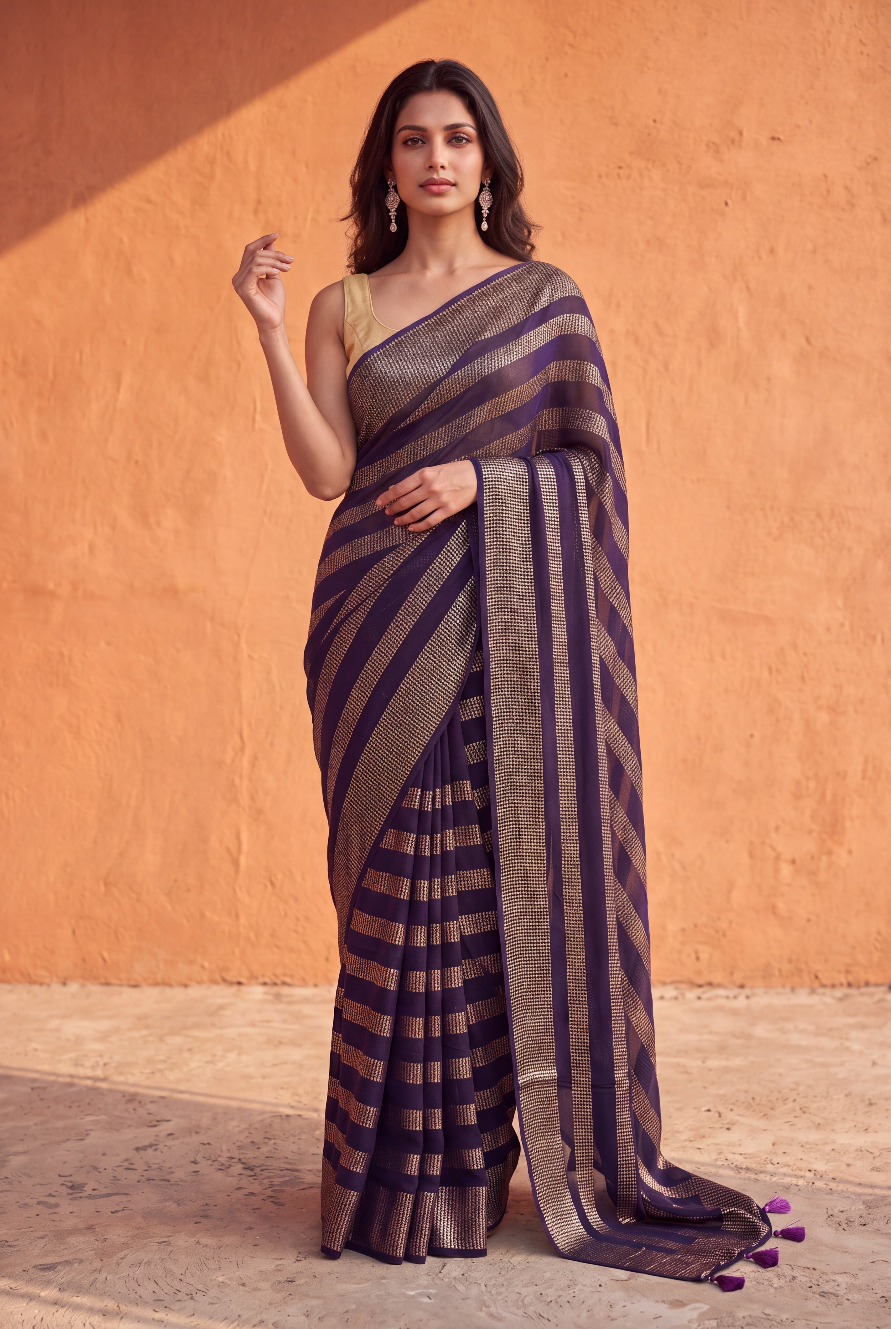 Purple Georgette Saree