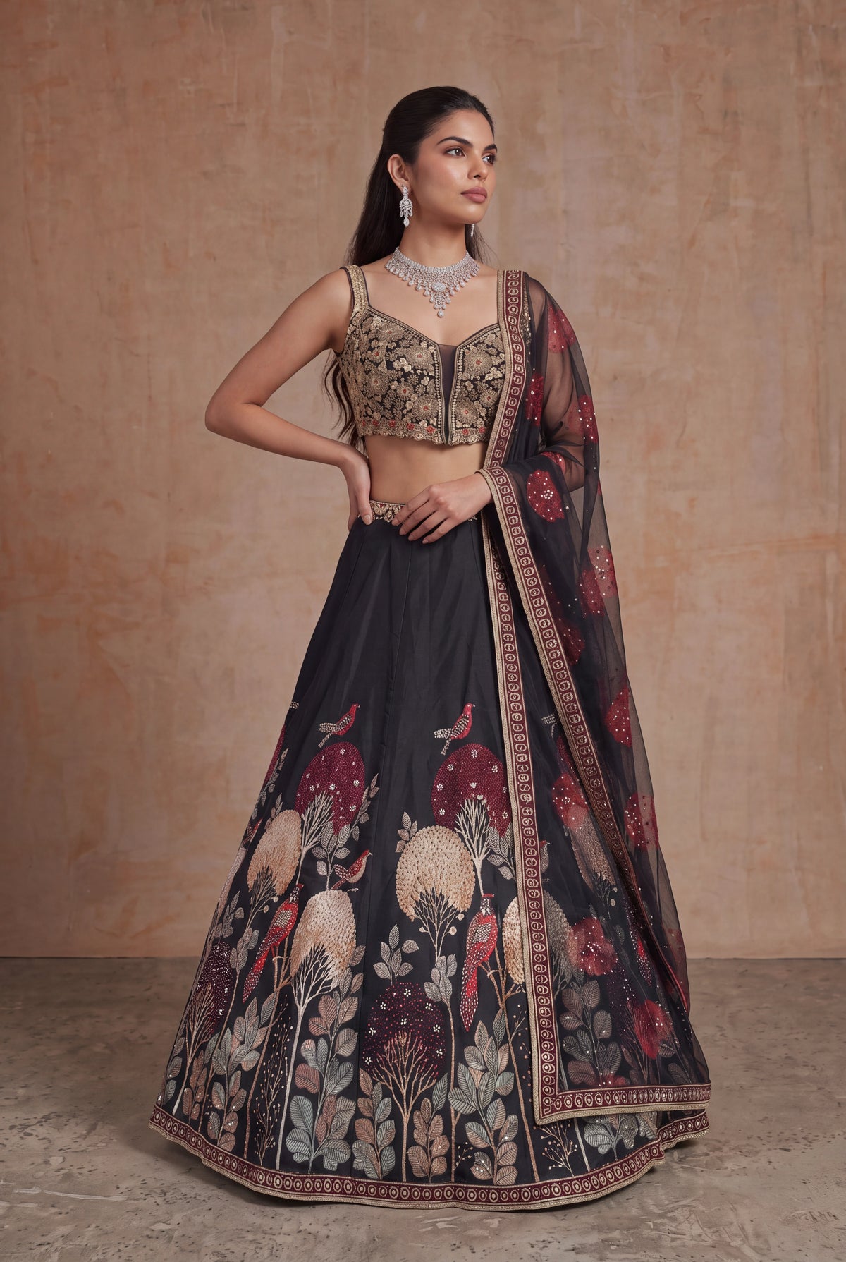 Black Silk Lehenga