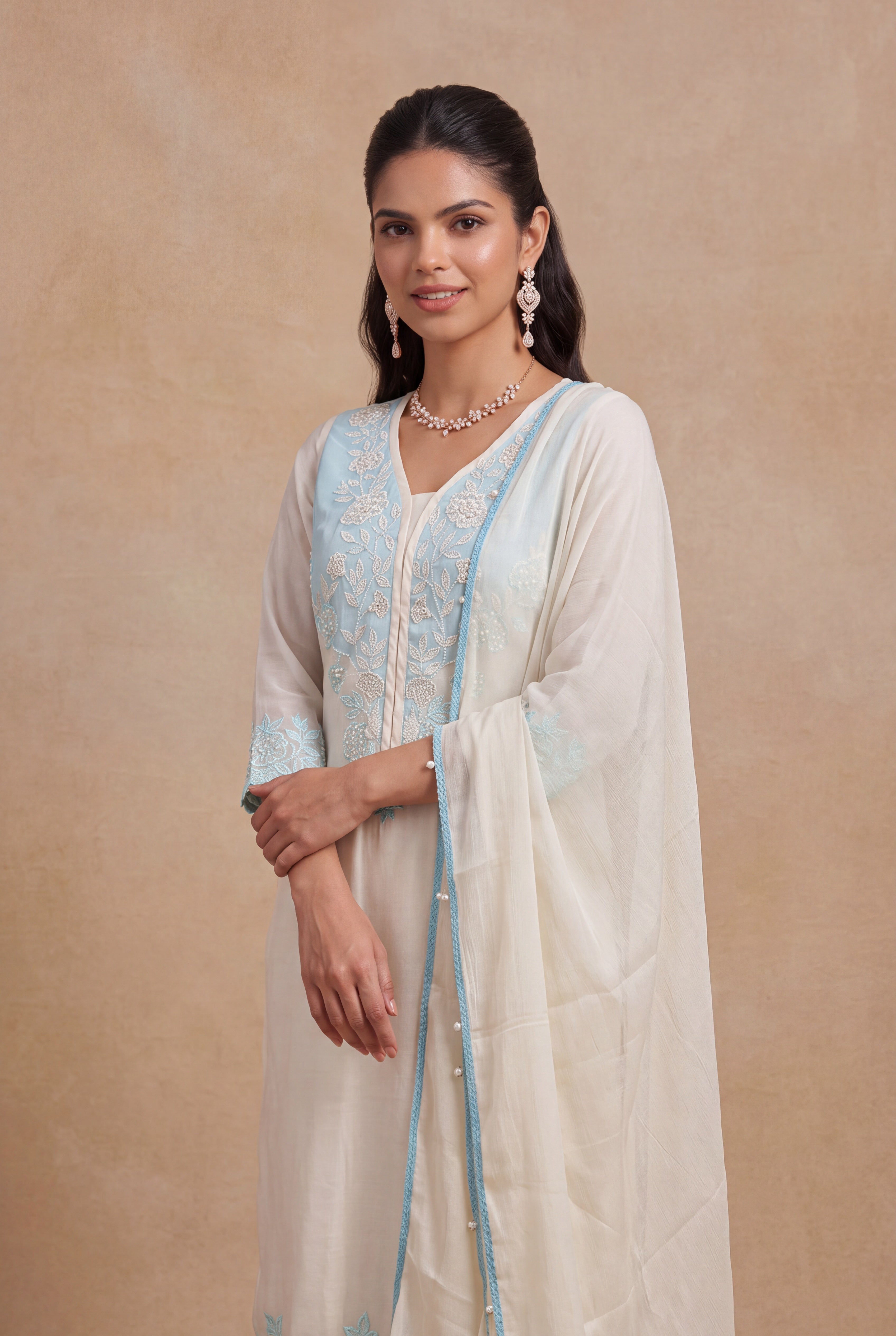 Ivory Mul Cotton Straight-Cut Salwar Set