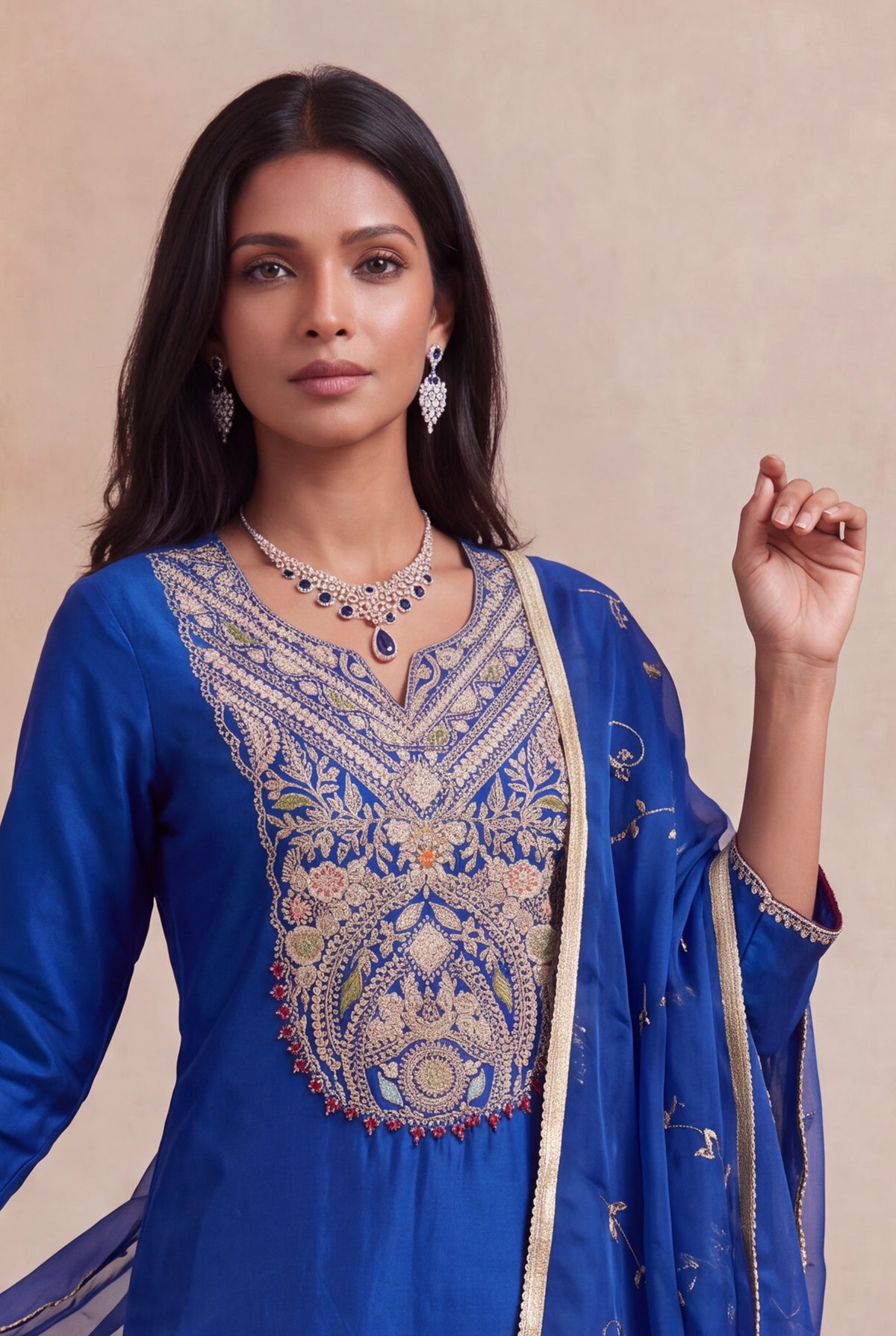 Royal Blue Silk Salwar Set