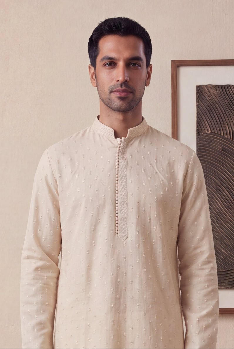 Peach Linen Kurta Pant Set