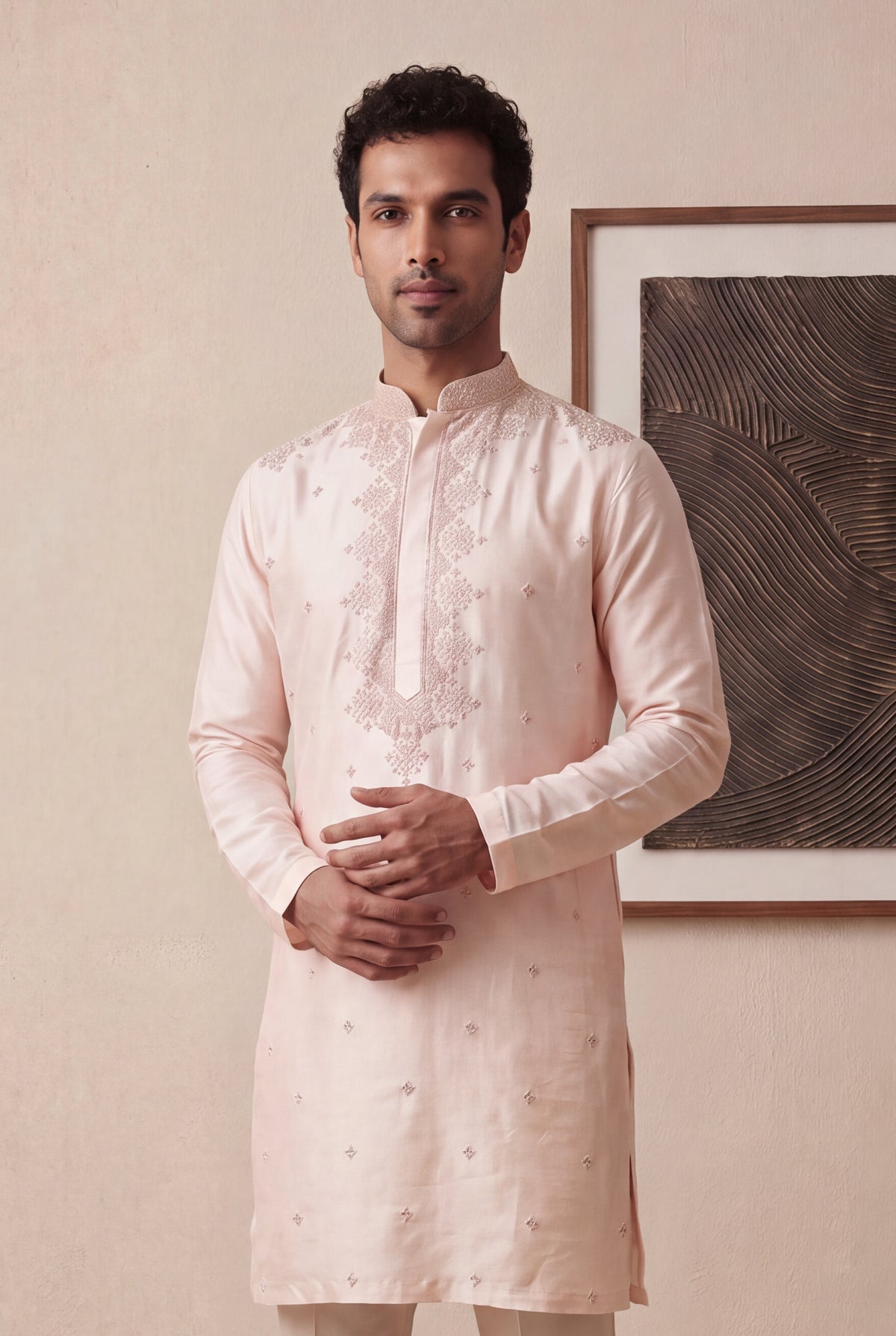 Peach Raw Silk Kurta Pant Set