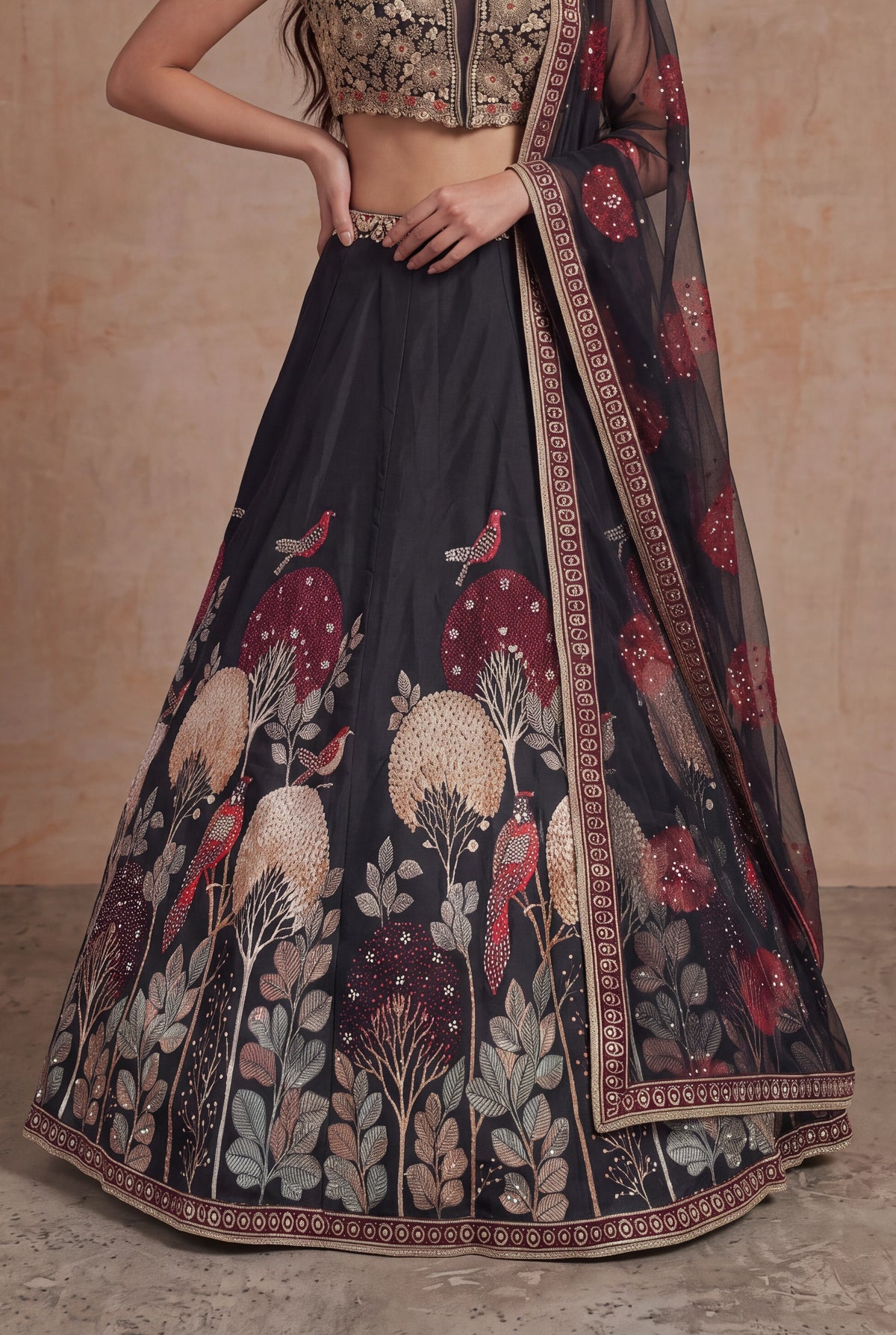 Black Silk Lehenga