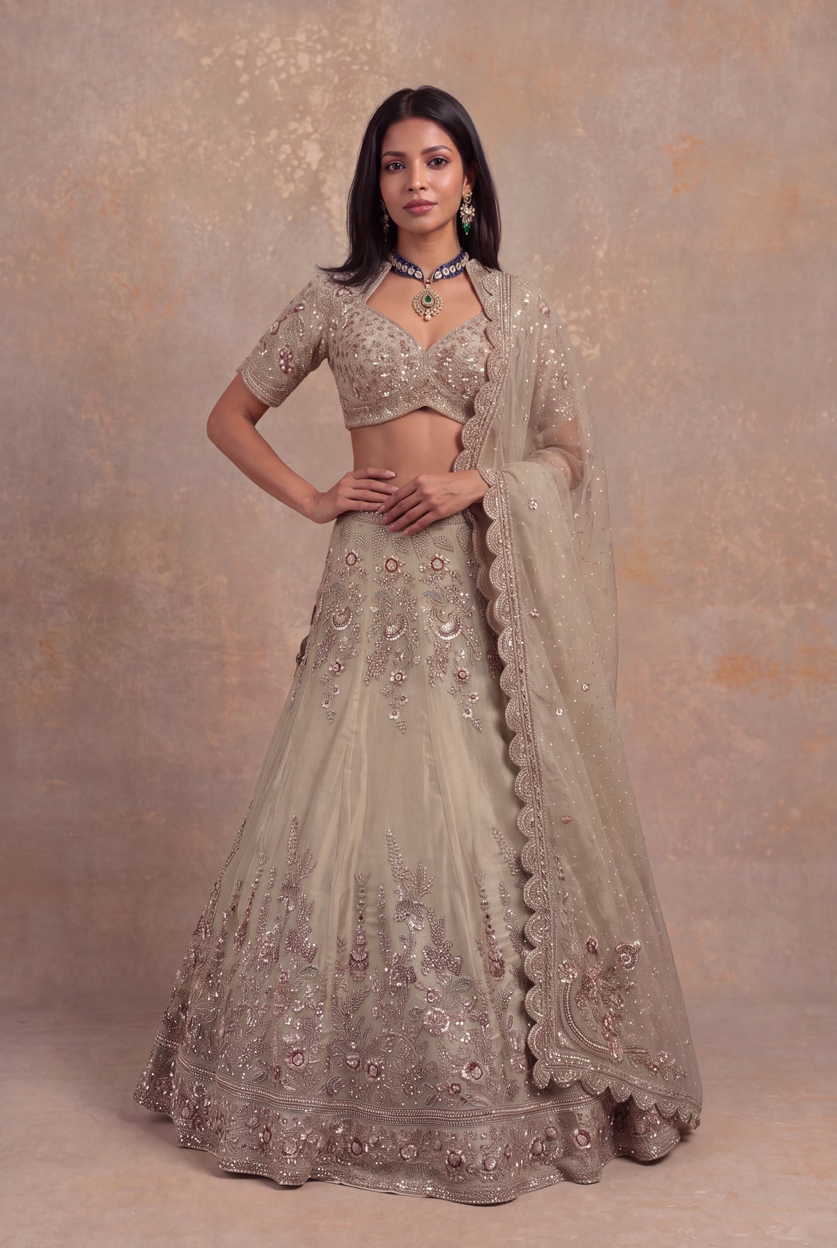 Champagne Shimmer Tissue Lehenga