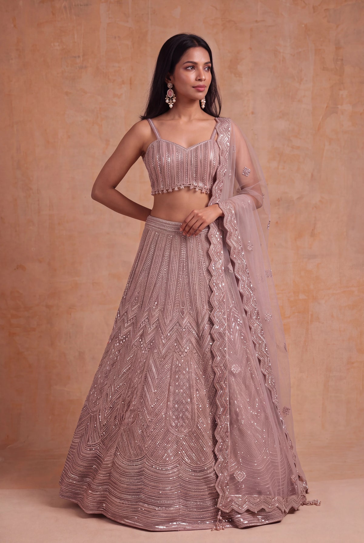 Dusty Rose Embellished Lehenga