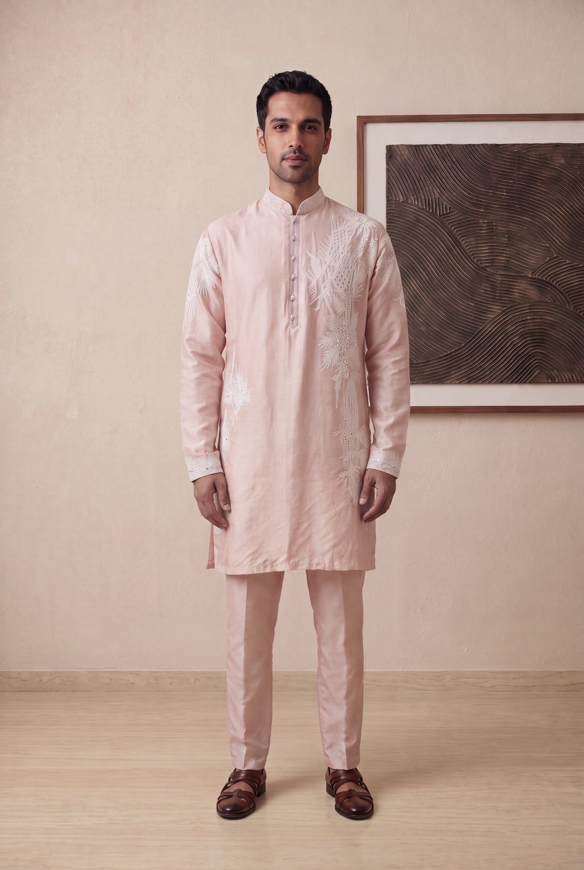 Peach Raw Silk Kurta Pant Set