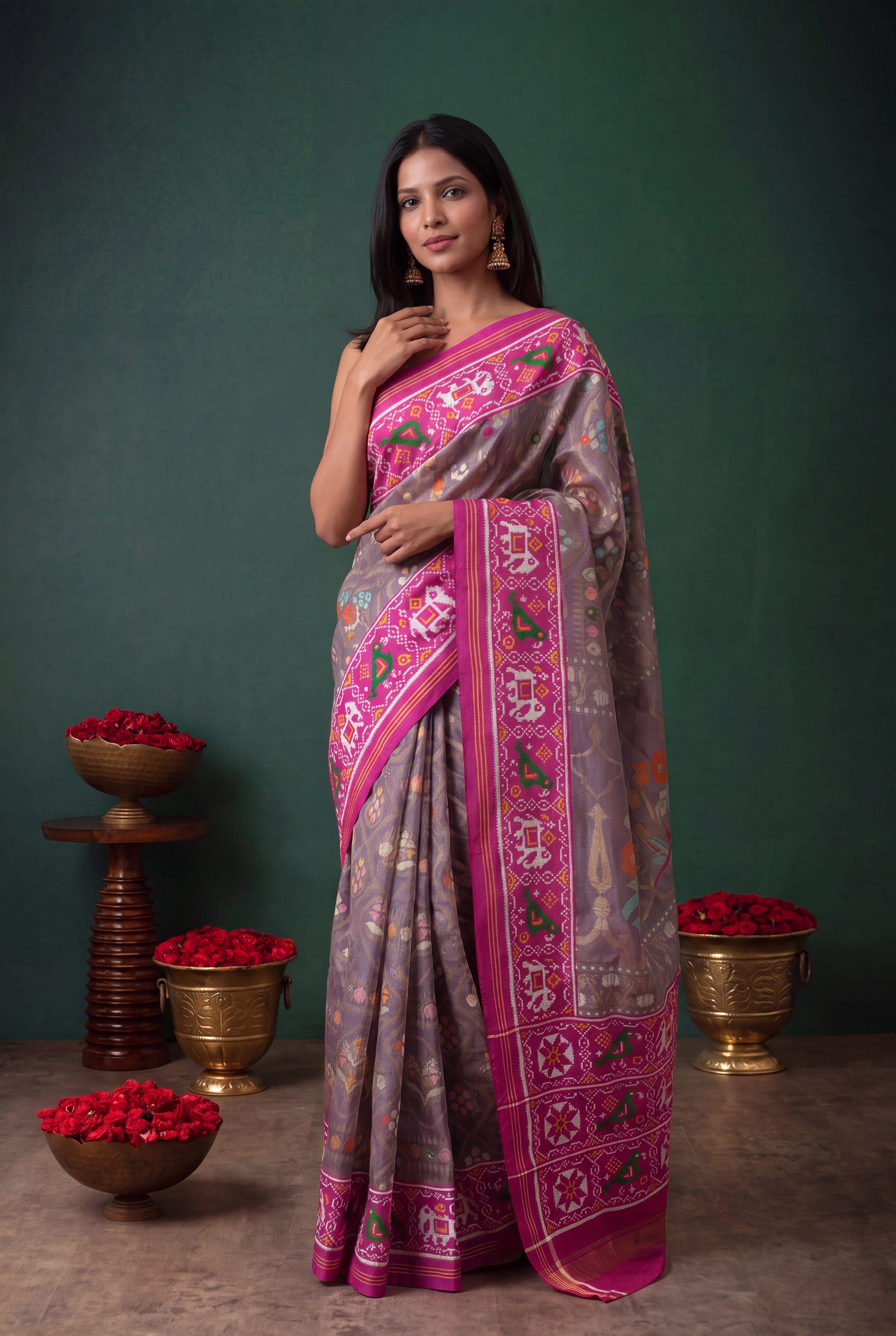 Lavender Kora Silk Saree
