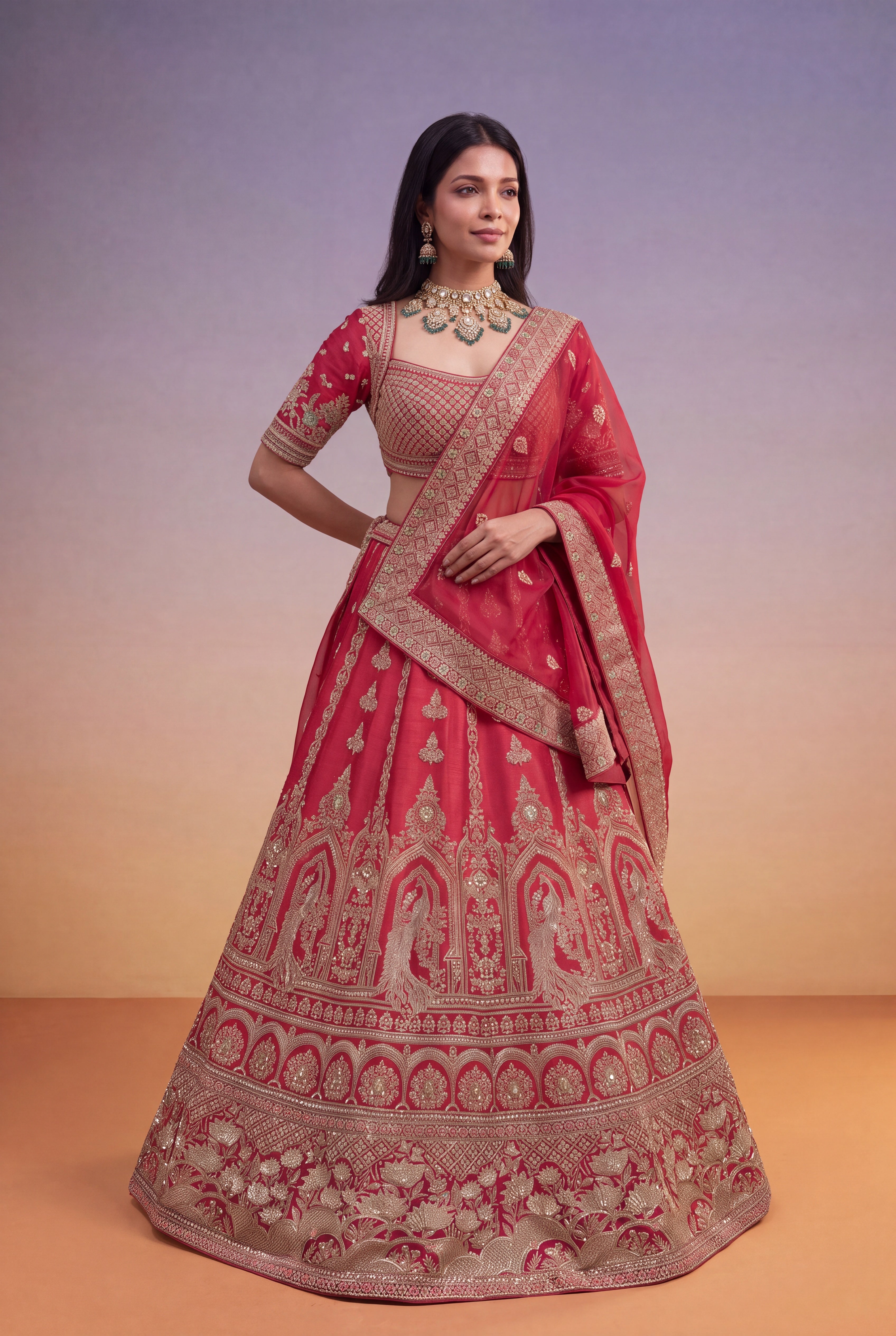 Bridal Red Raw Silk Lehenga