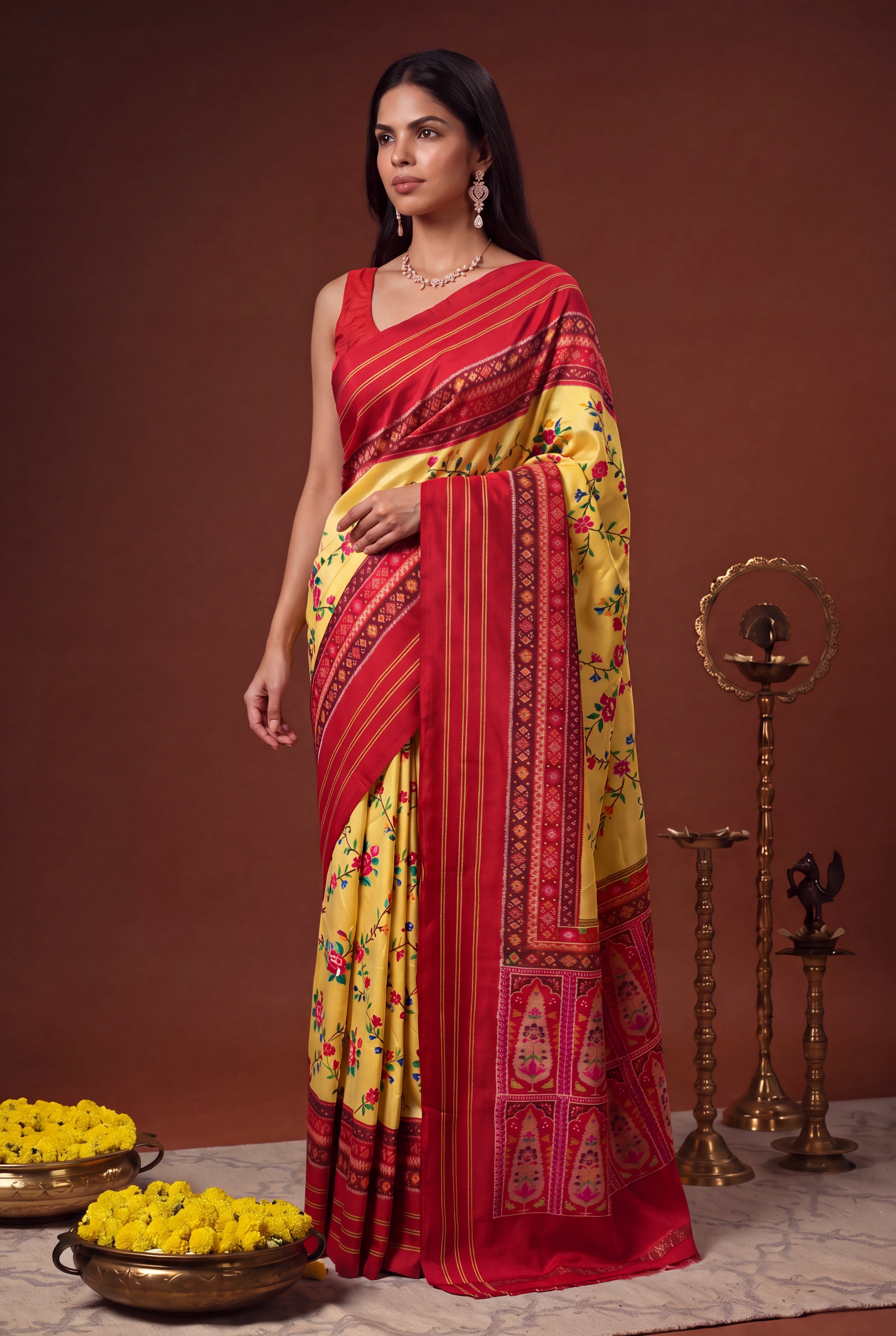 Light Yellow Patola Silk Saree