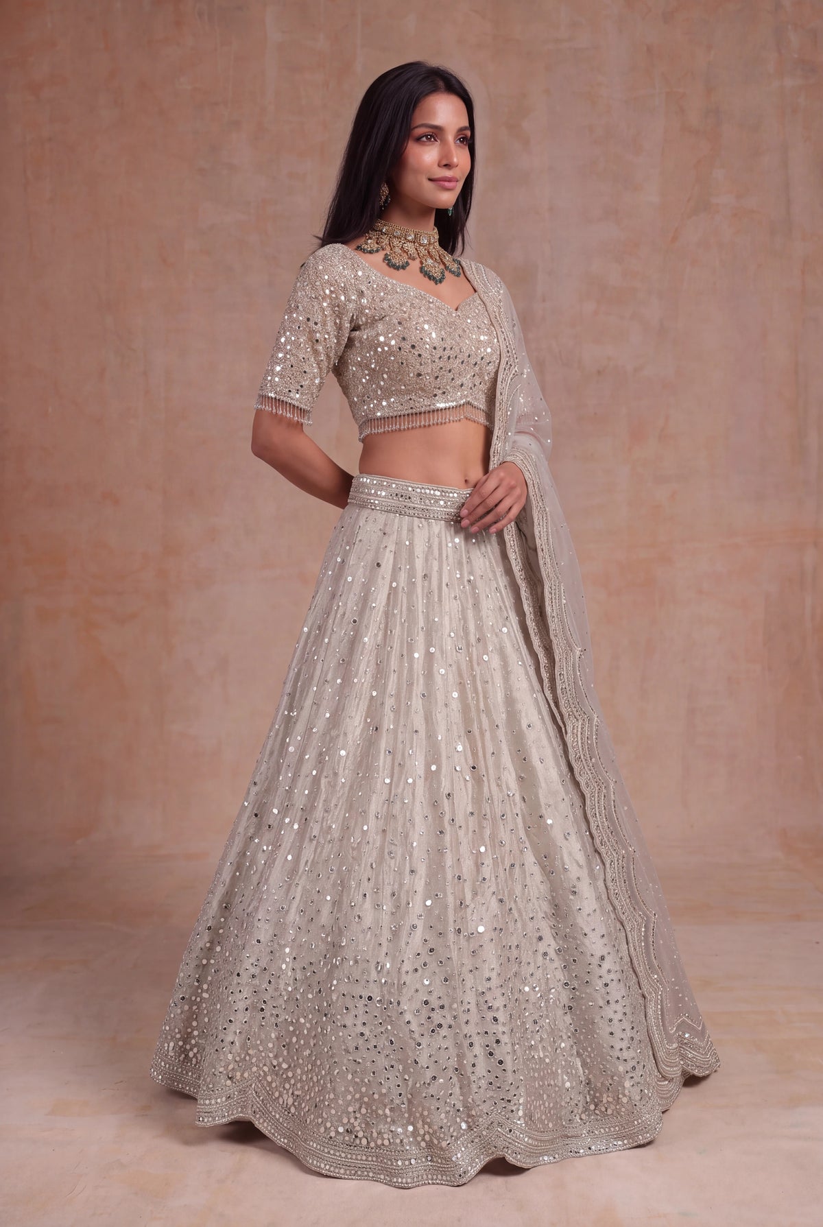 Rose Gold Tissue Lehenga