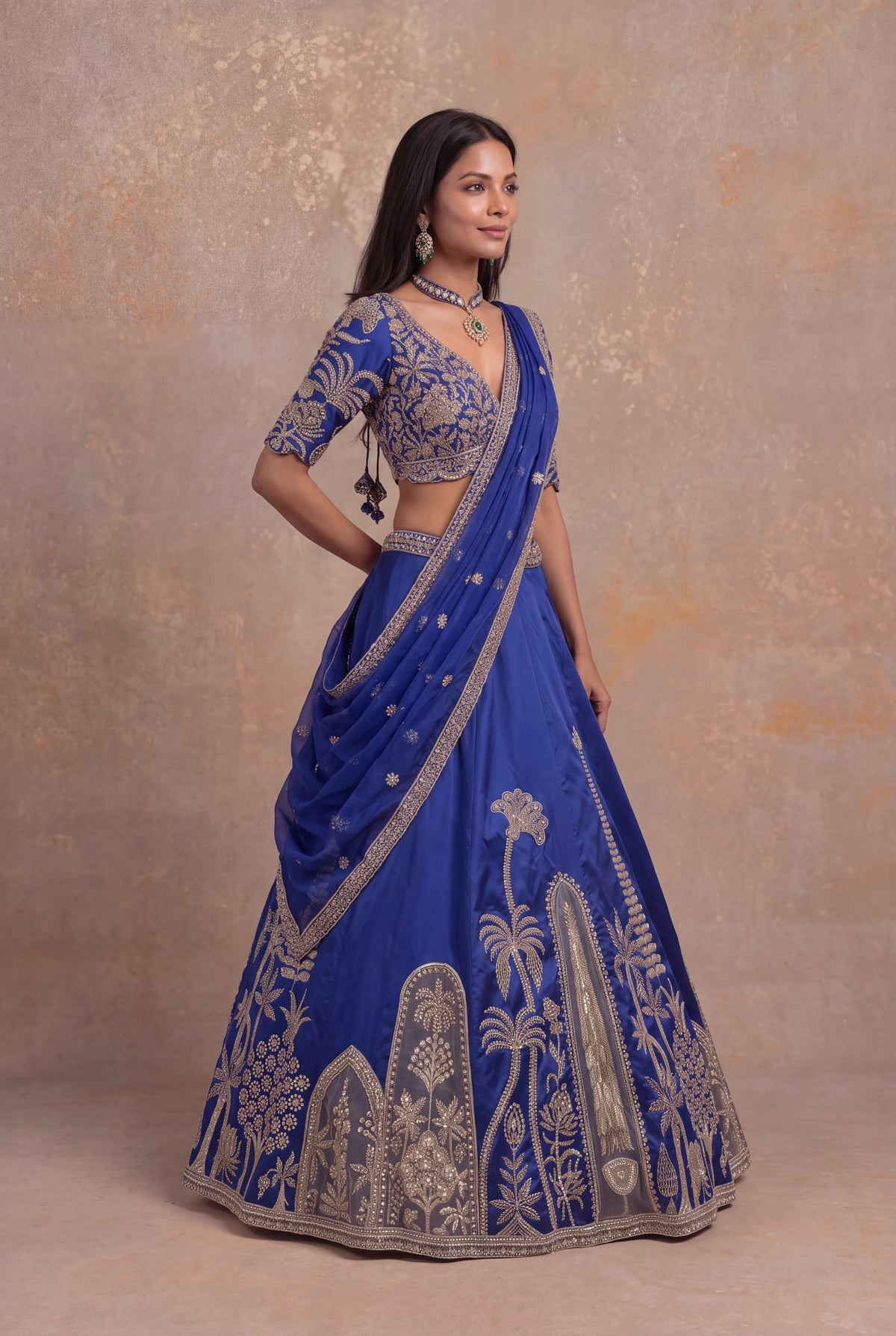 Ink Blue Kanchivaram Silk Lehenga
