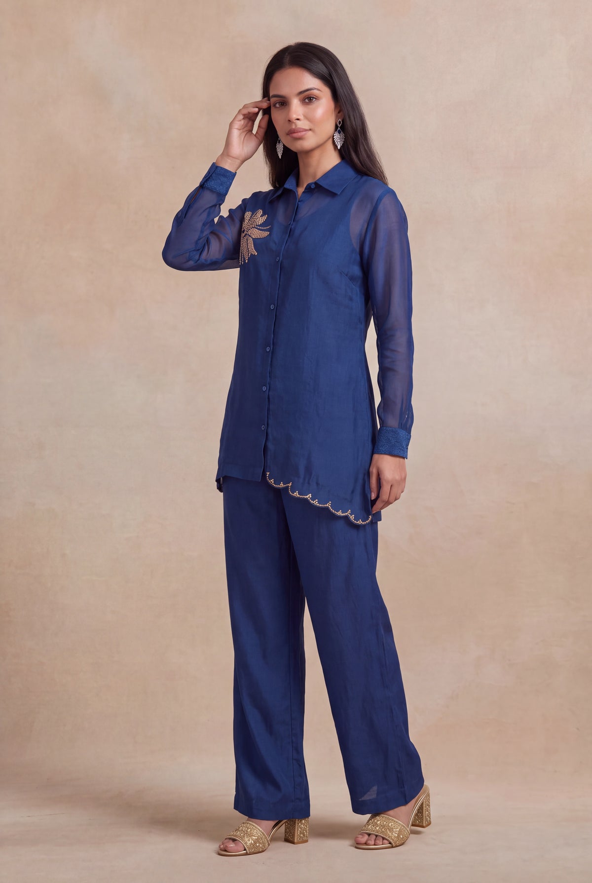 Royal Blue Organza Co-ord Set